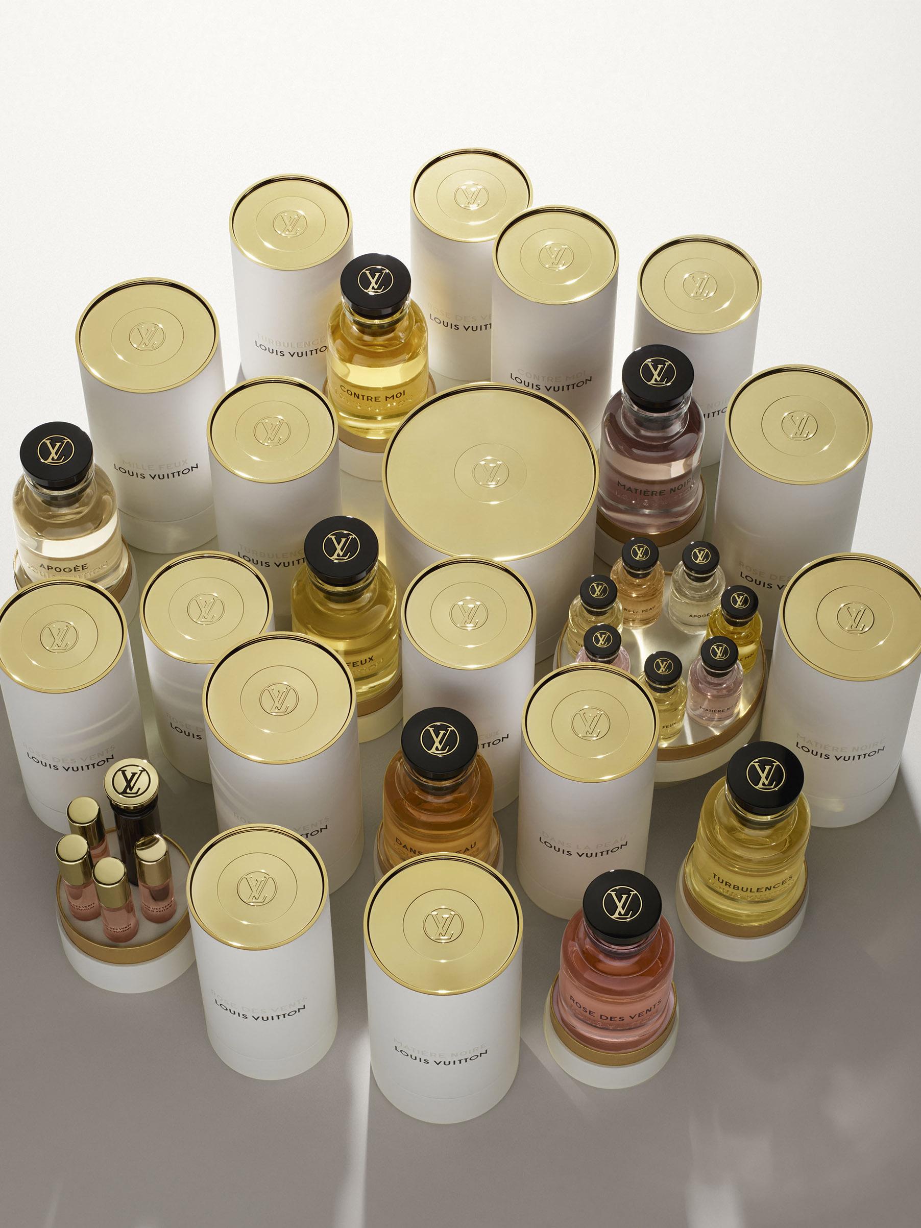 The seven Louis Vuitton fragrances, seen from above