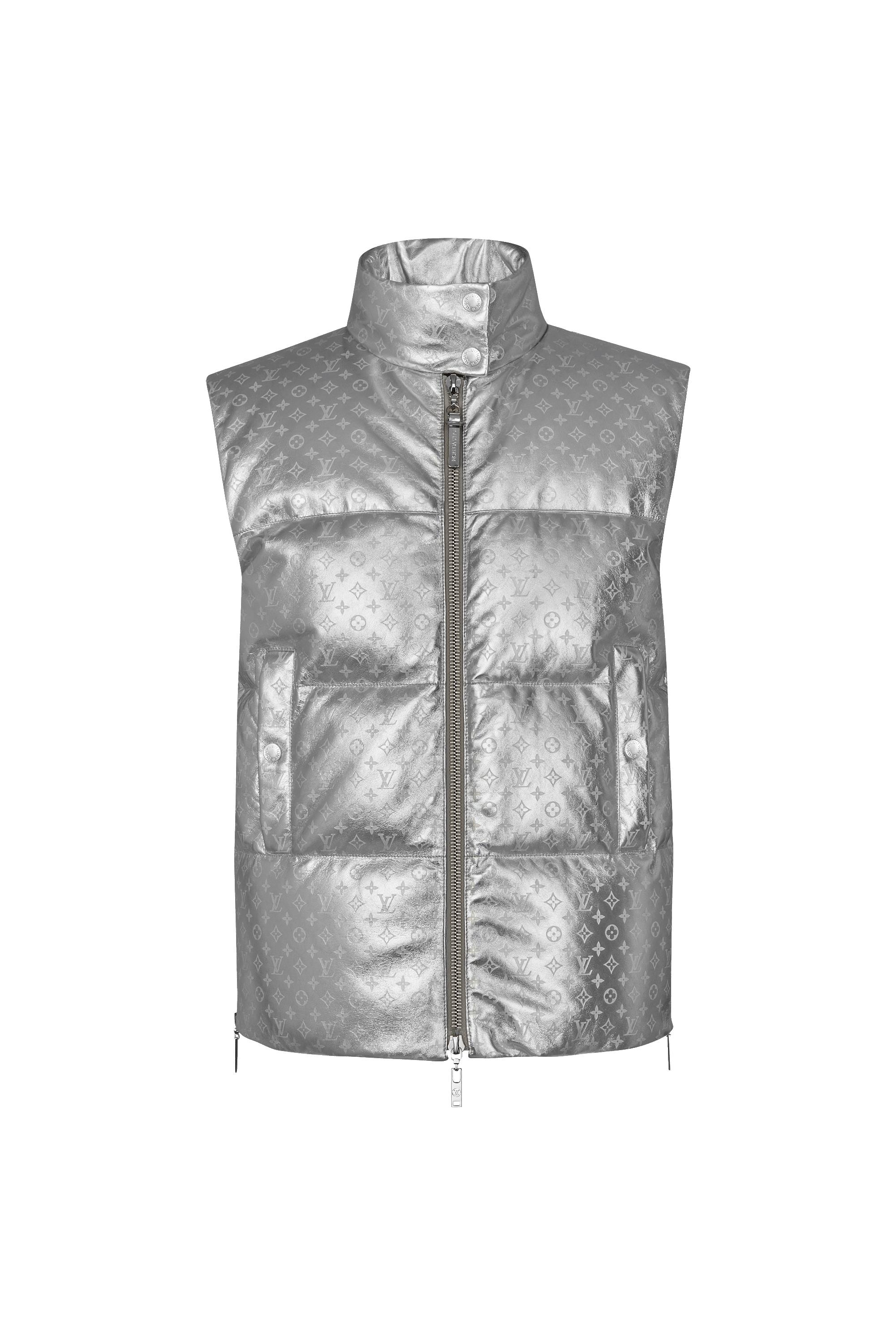 Embossed Monogram Silver Down Gilet 