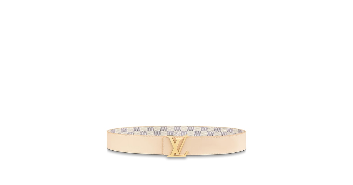 Louis Vuitton Damier Azur Canvas Belt in Beige/White with Gold LV Buckle Authentic Louis Vuitton Damier Azur Canvas Leather Gold LV  main image 2