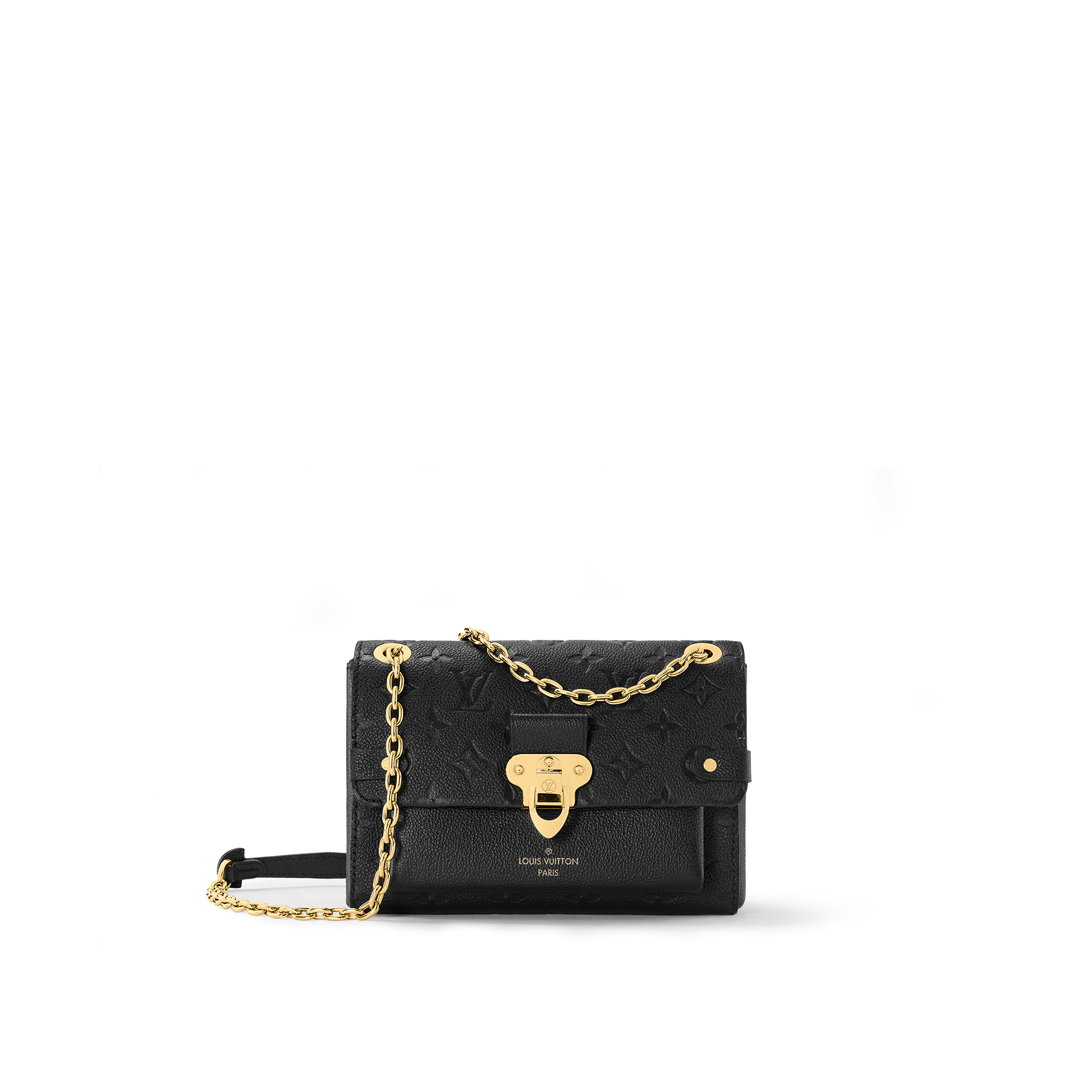 black louis vuitton purse with gold chain