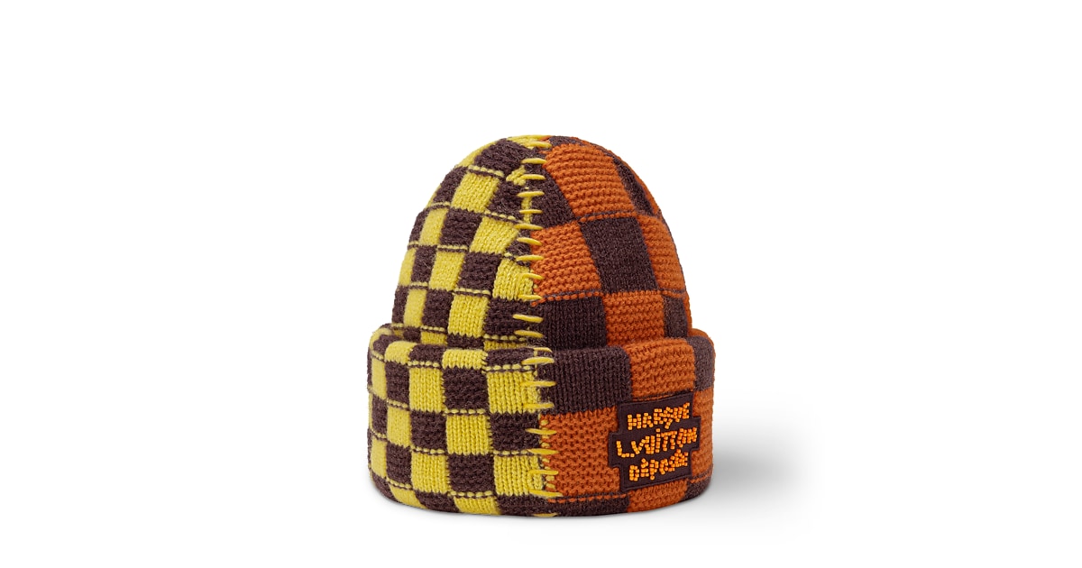 Re-purposed Lv Neon Yellow beanie Supreme Rainbow Loose Gauge Beanie Black Neon Yellow 2colors  main image 2