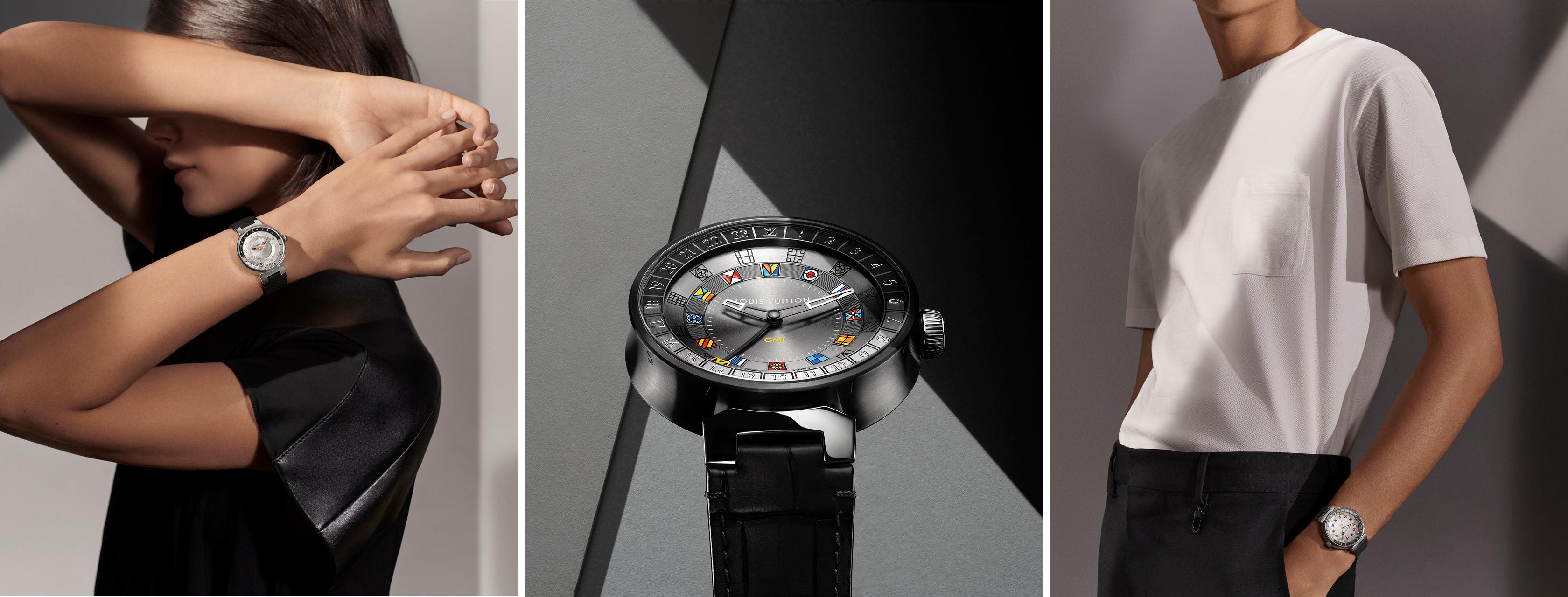 Tambour Moon Dual Time Louis Vuitton A minimalist timepiece inspired by travel and the crescent moon. tambour moon dual time louis vuitton