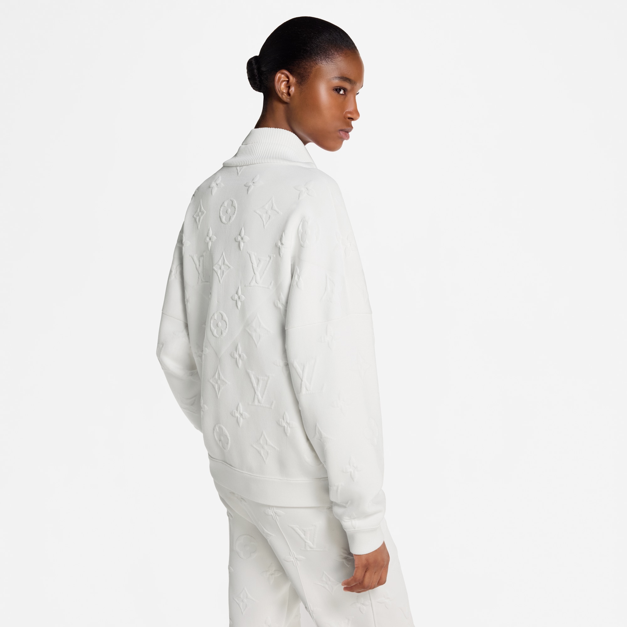 3D Monogram Ribbed Neck Sweater  in Women