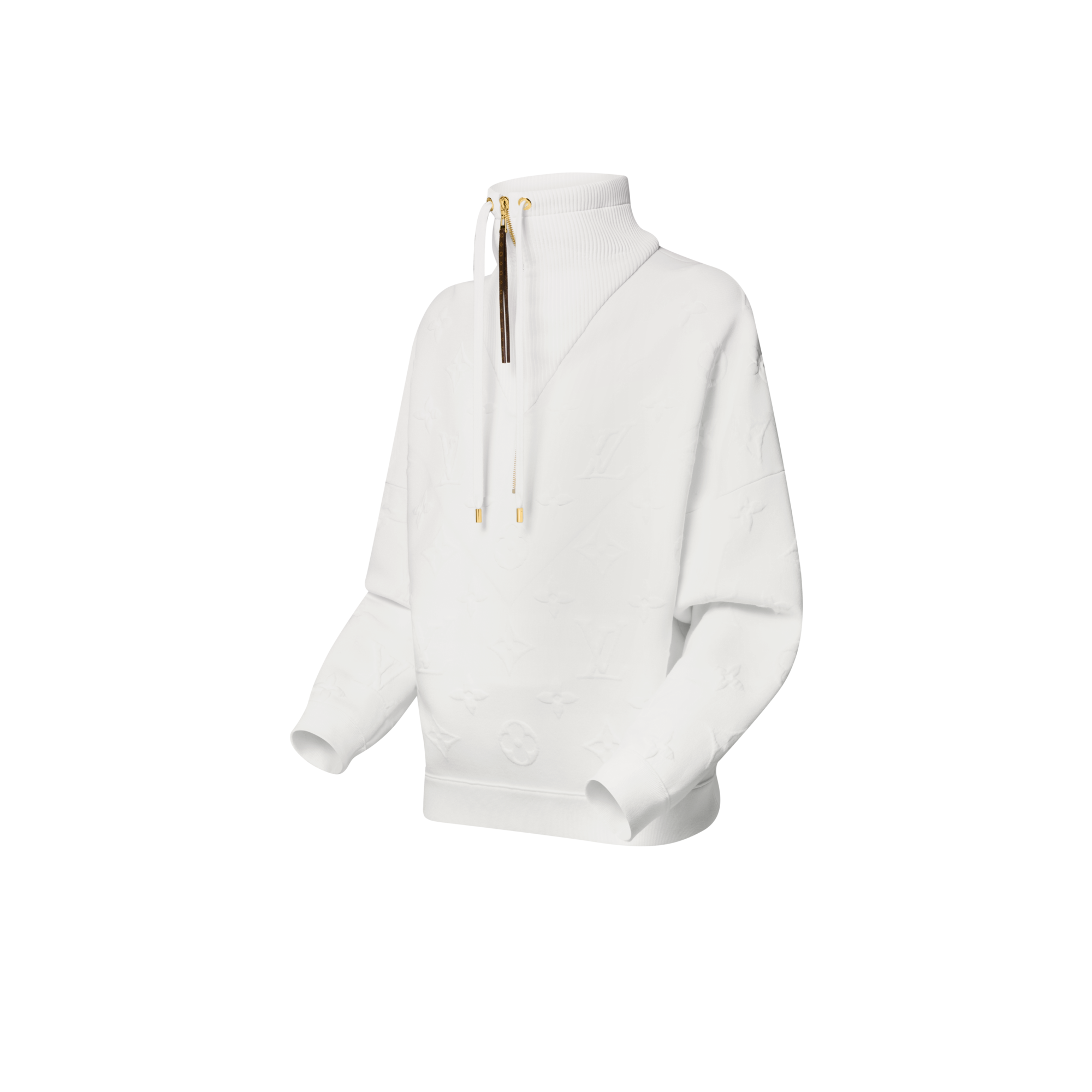 3D Monogram Ribbed Neck Sweater  in Women