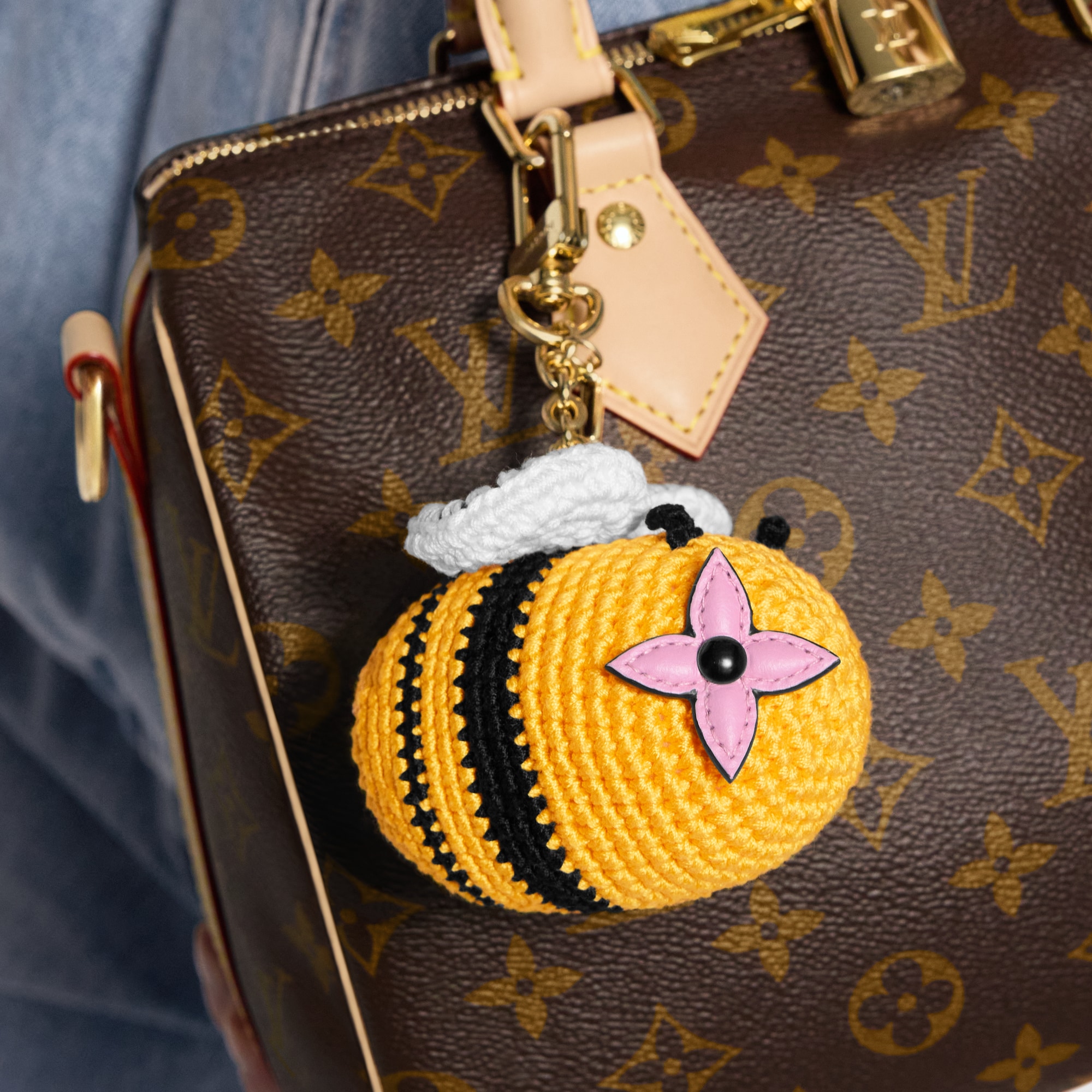 Bee LV Crochet Bag Charm S00 in Women