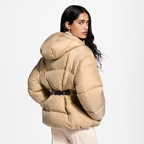 Belt Detail Nanogram Puffer Jacket cropped worn view