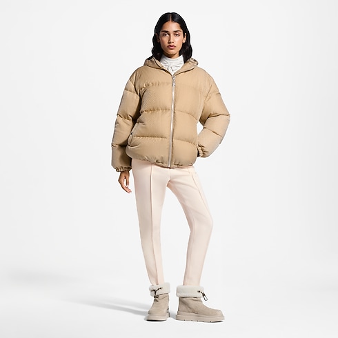 Belt Detail Nanogram Puffer Jacket worn view