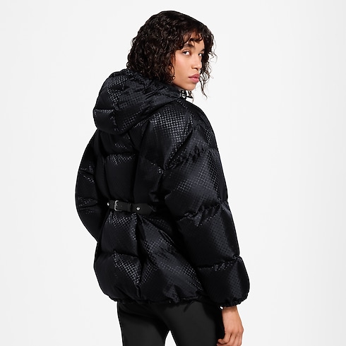 Belt Detail Nanogram Puffer Jacket cropped worn view