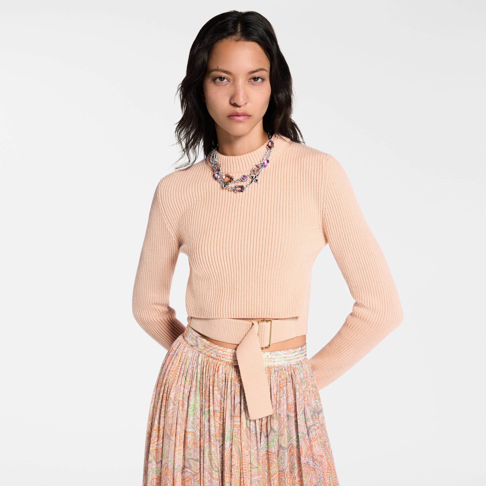 Belted Cropped Pullover  in Women