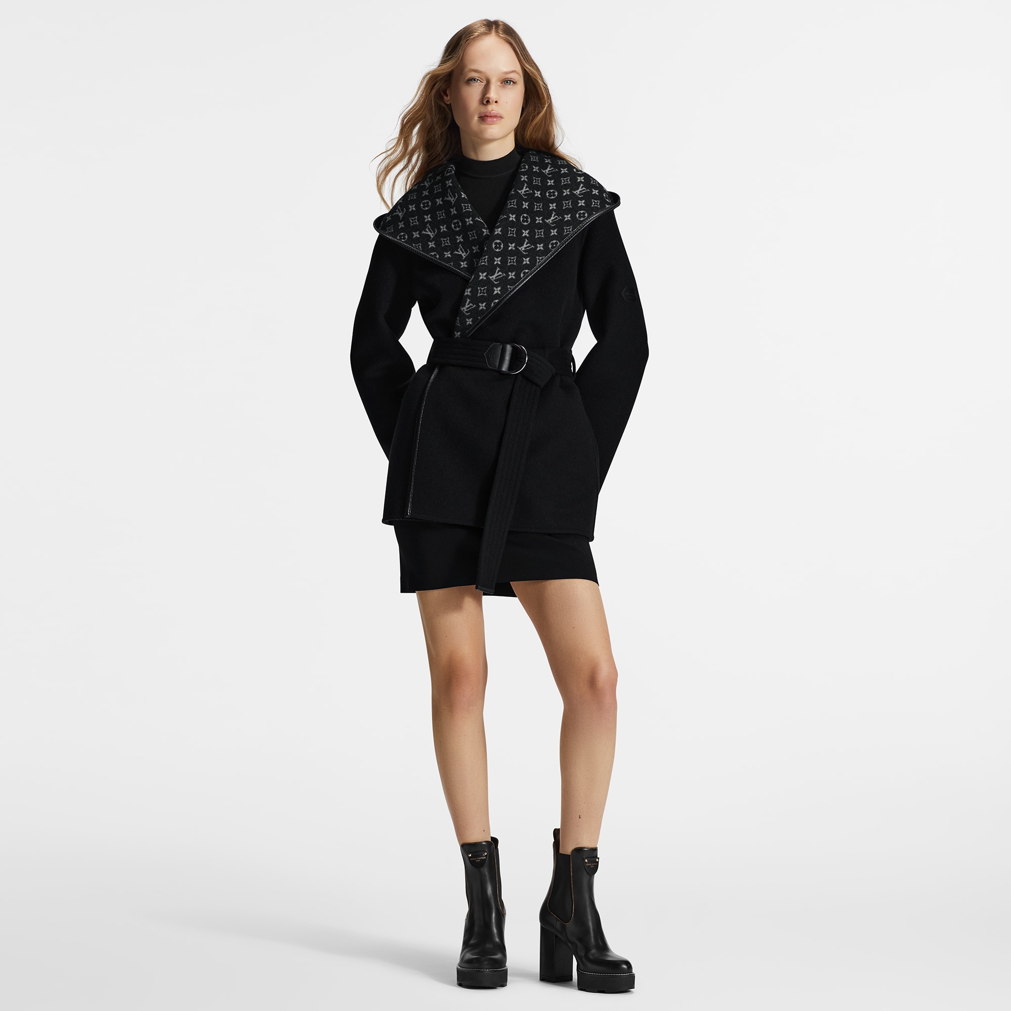 Belted Short Wrap Pea Coat  in Women