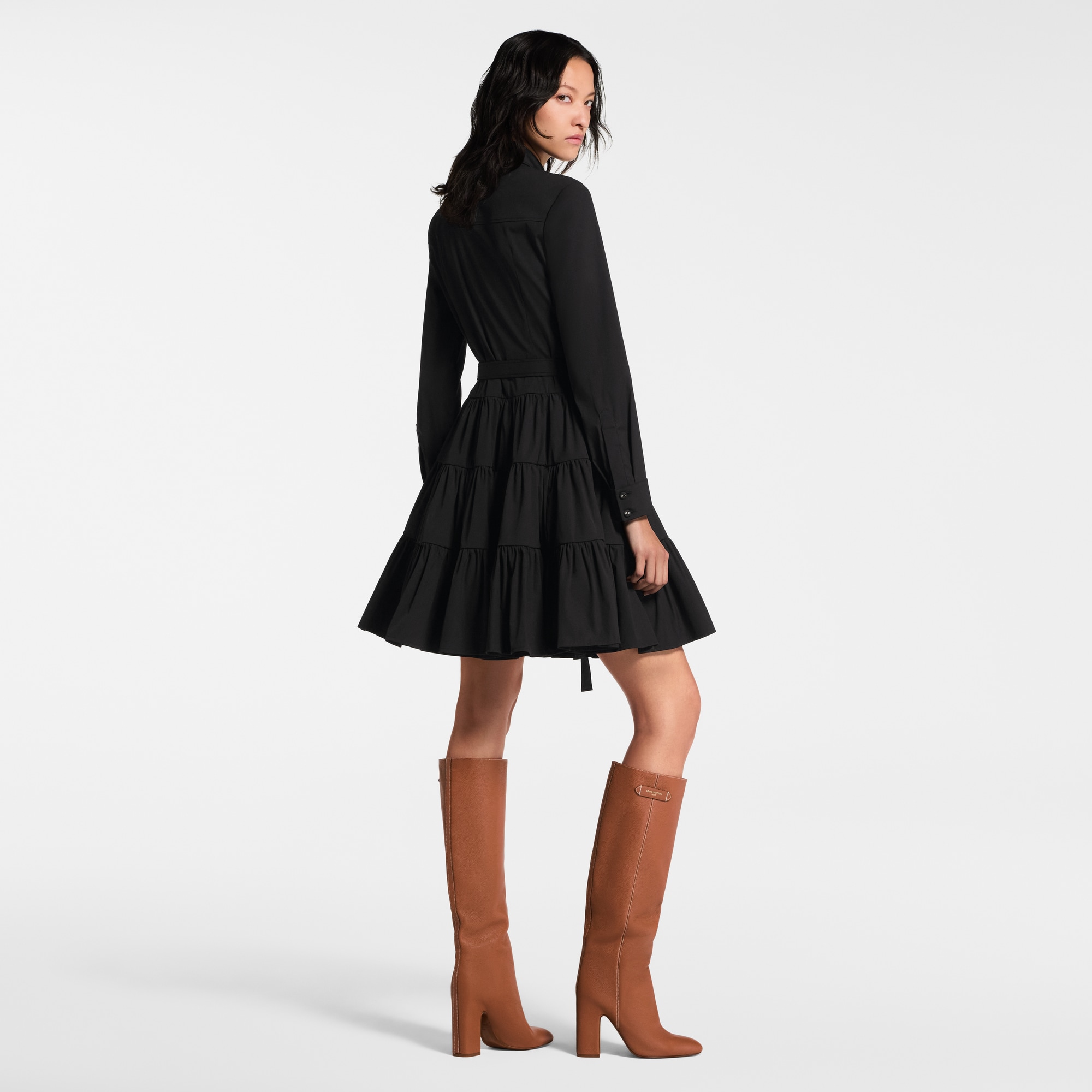 Belted Tiered Shirt Dress  in Women