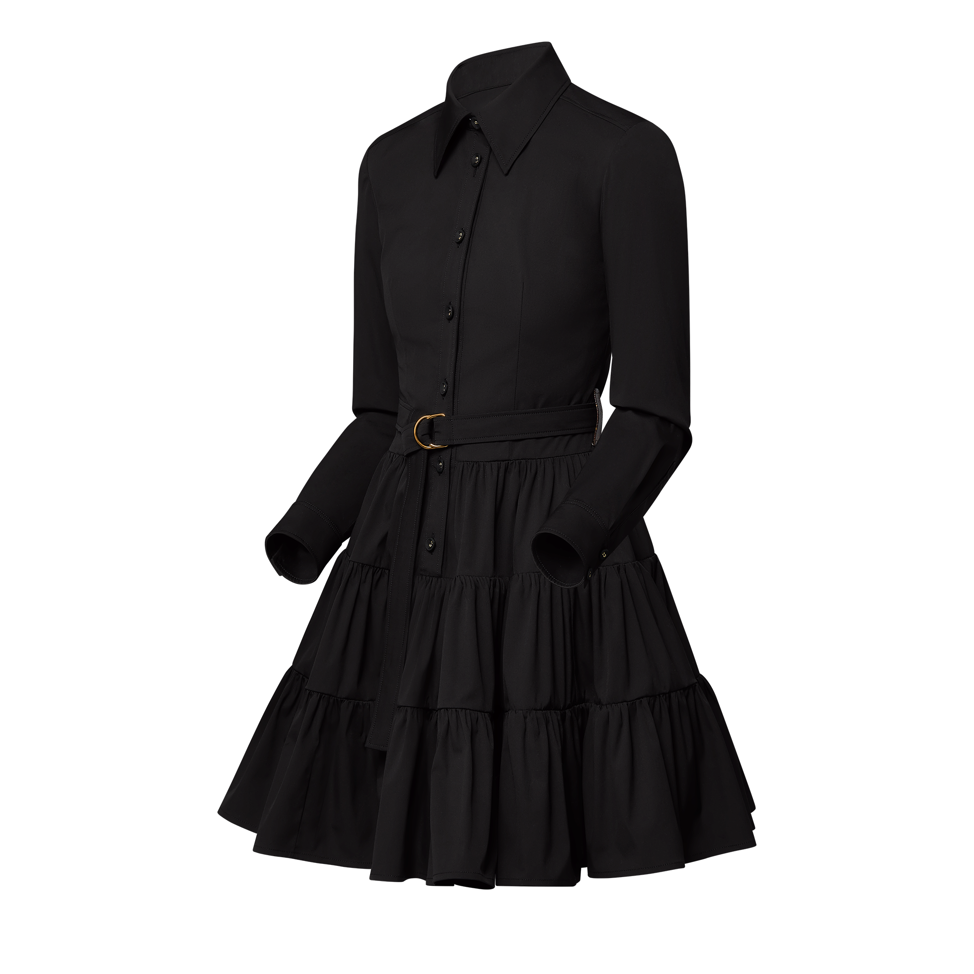 Belted Tiered Shirt Dress  in Women