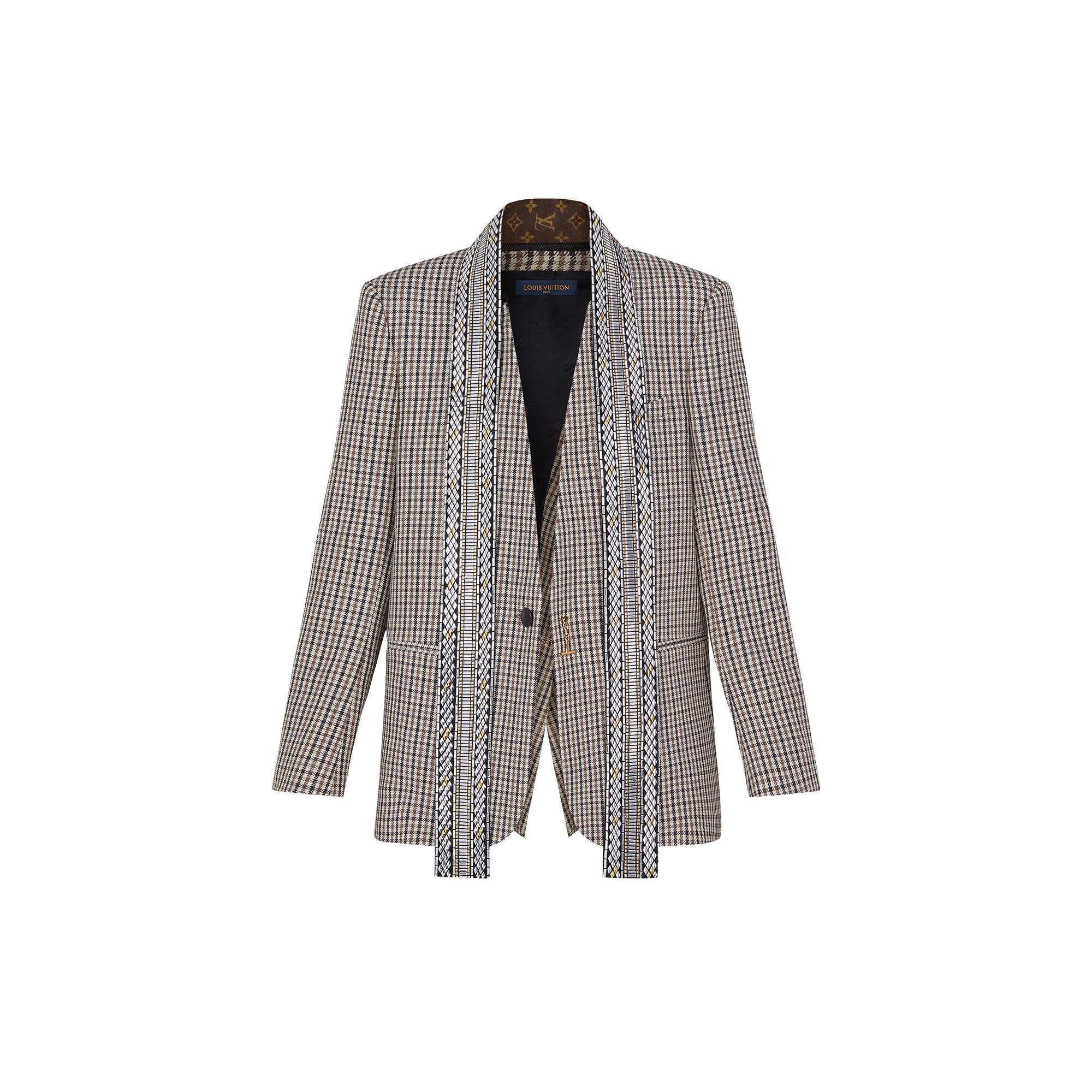 Bias Cut Prince Of Wales Blazer With Embroidered Scarf Ready To Wear Louis Vuitton