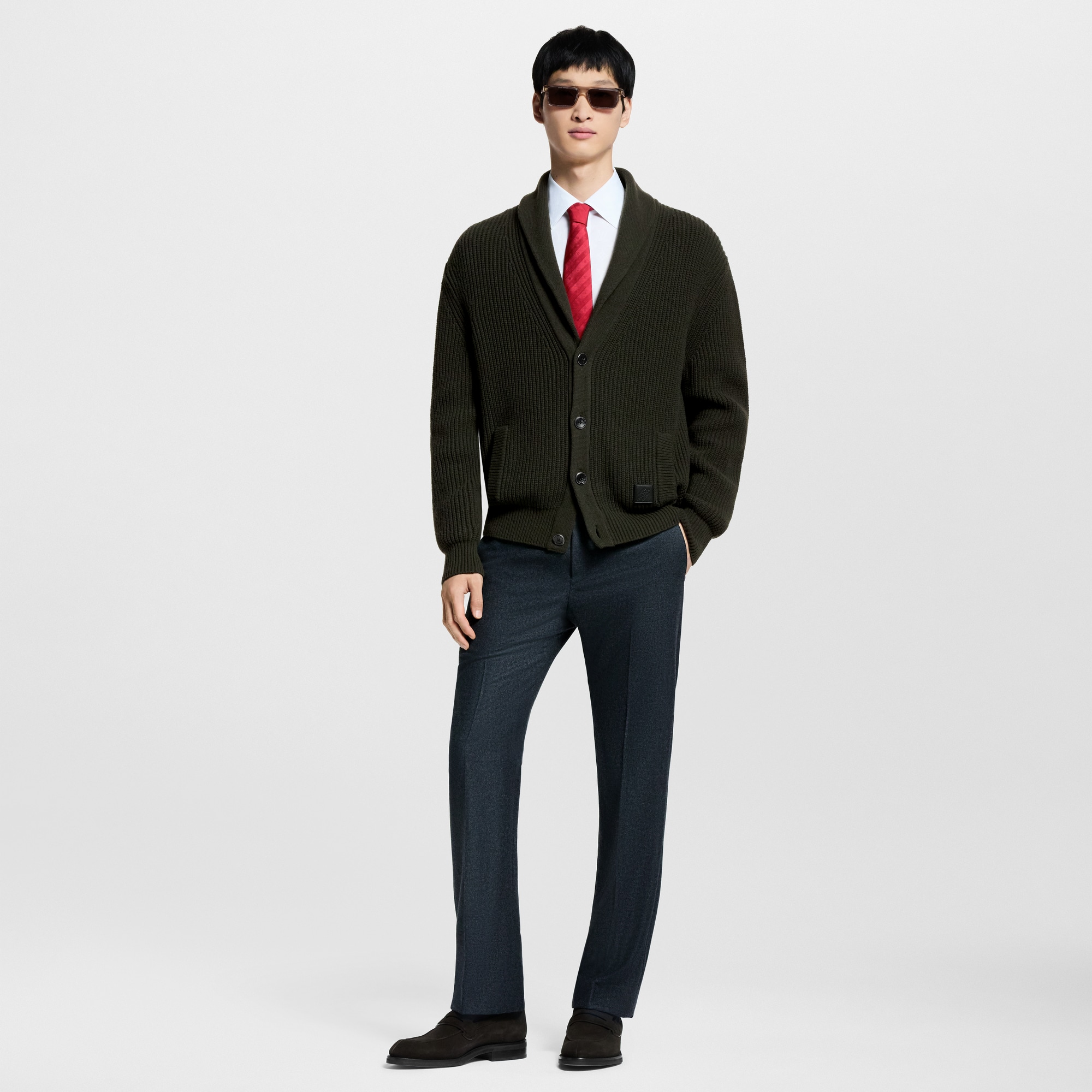 Cashmere Blend Shawl Collar Cardigan  in Men