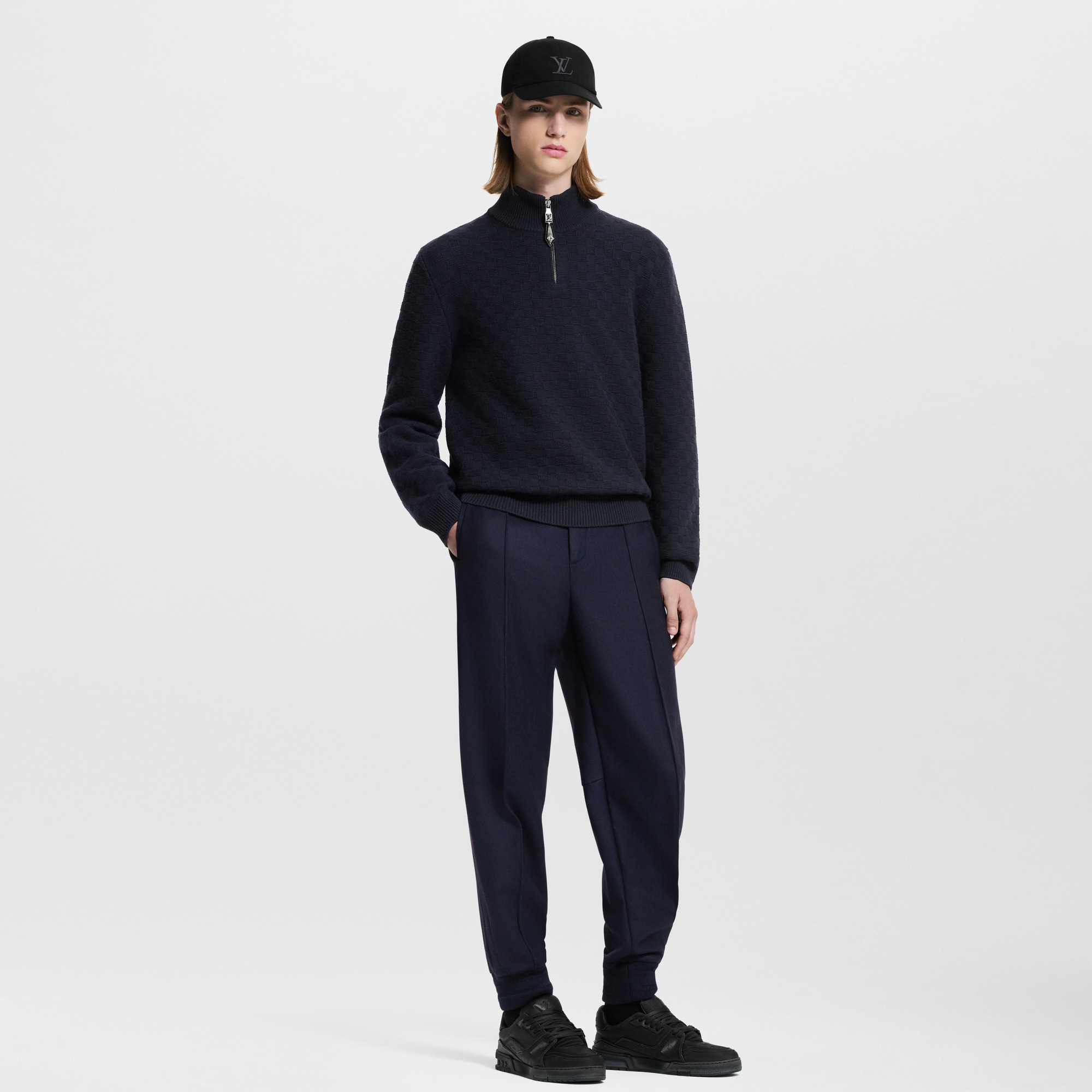 Cashmere-Wool Blend Half-Zip Pullover  in Men