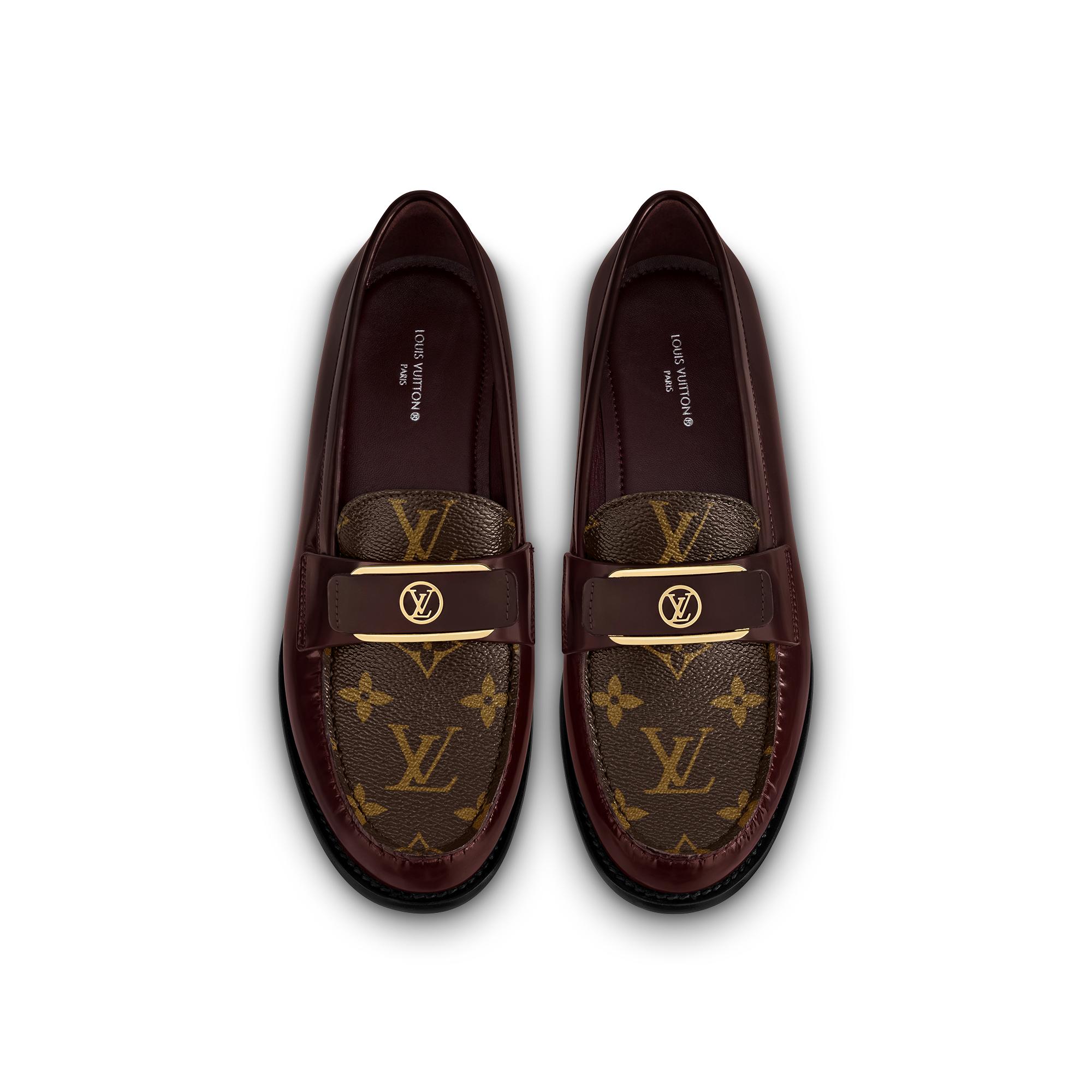 red slip on loafers