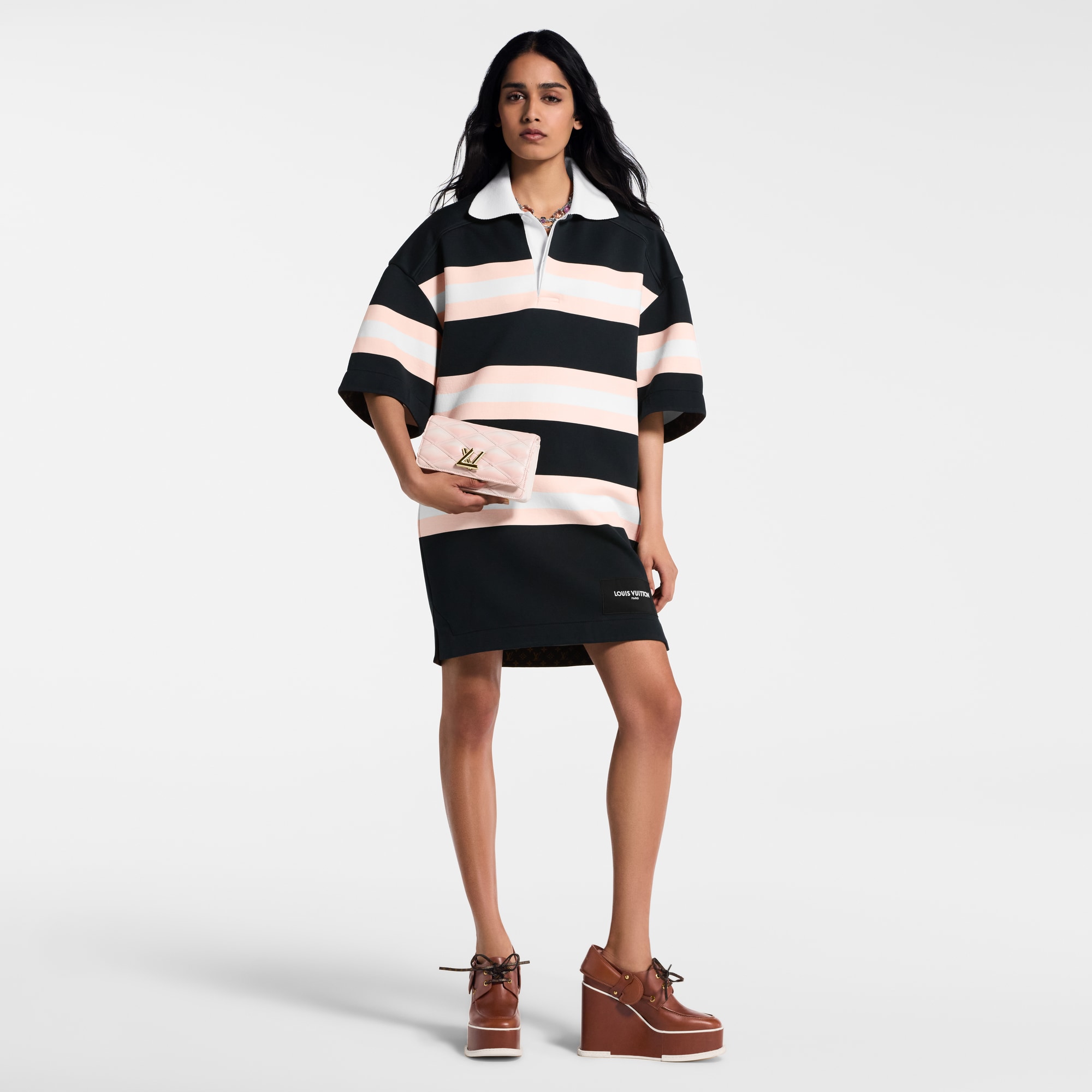 Chunky Stripes Polo Dress  in Women