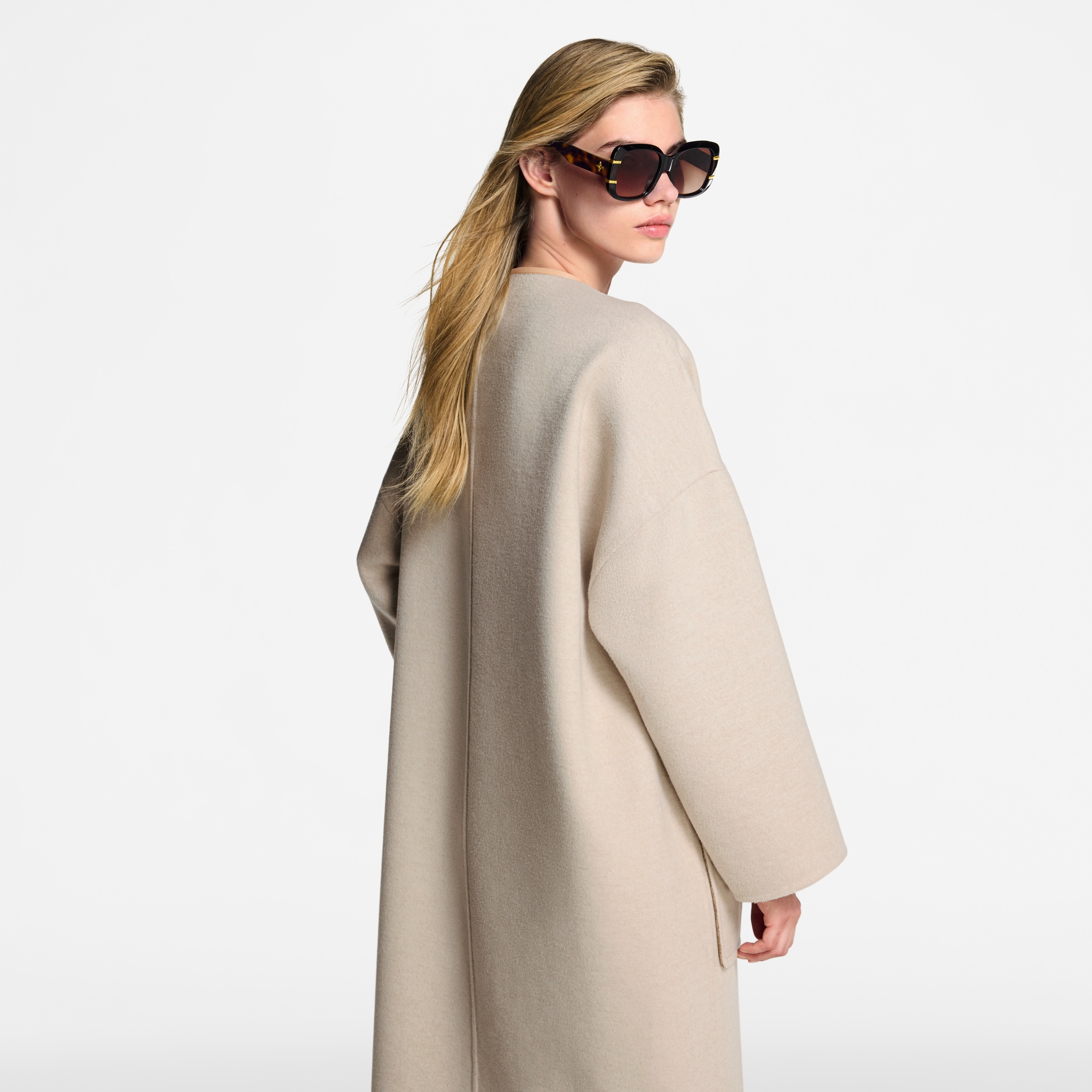 Collarless Double Face Coat  in Women
