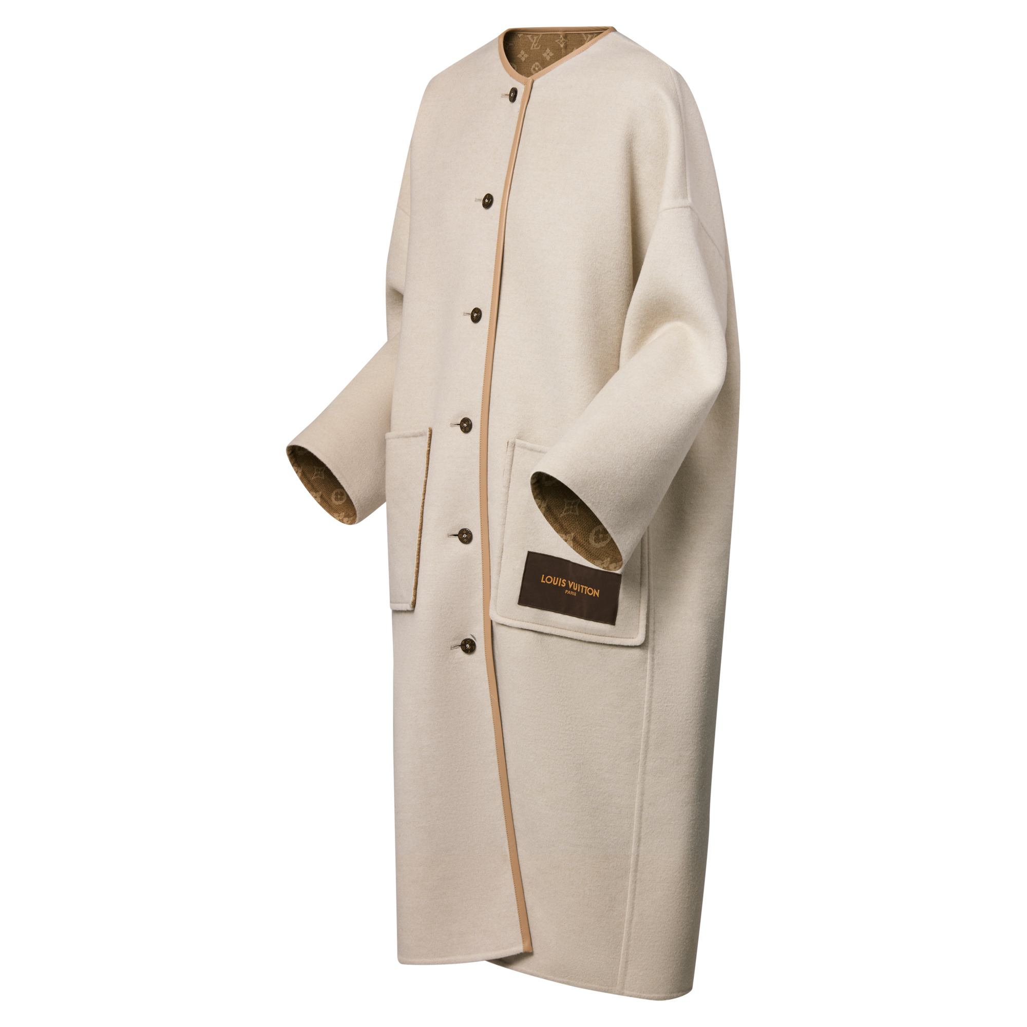 Collarless Double Face Coat  in Women