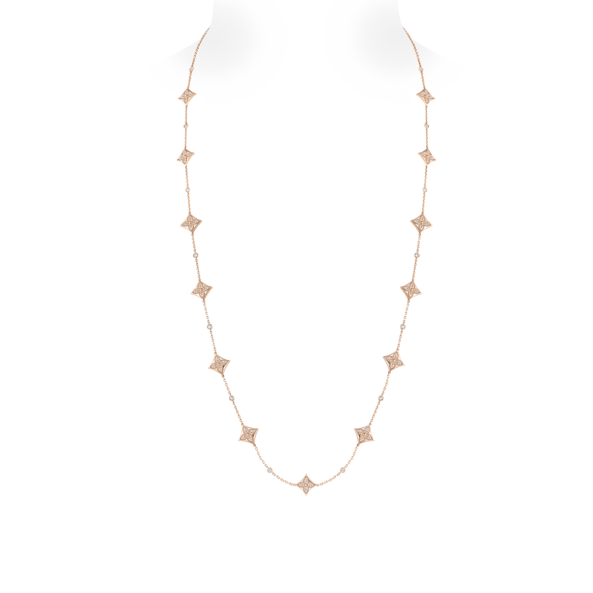 Color Blossom BB Star Multi-Motif Long Necklace, Pink Gold and Diamonds  in Jewelry