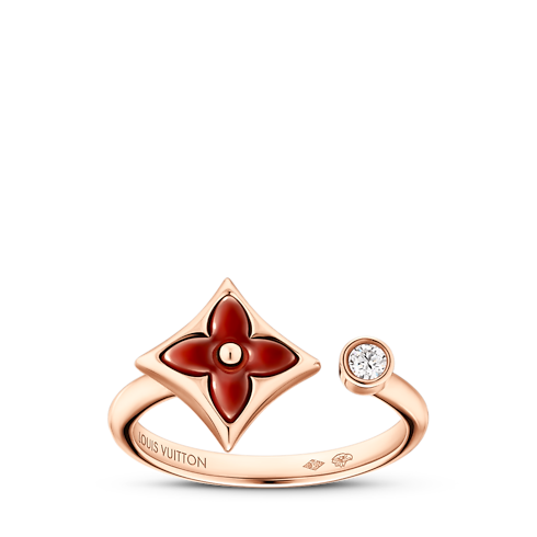 Color Blossom Mini Star Ring, Pink Gold, Cornelian and Diamond in Jewelry's Categories All Fine Jewelry collections by Louis Vuitton (Product zoom)