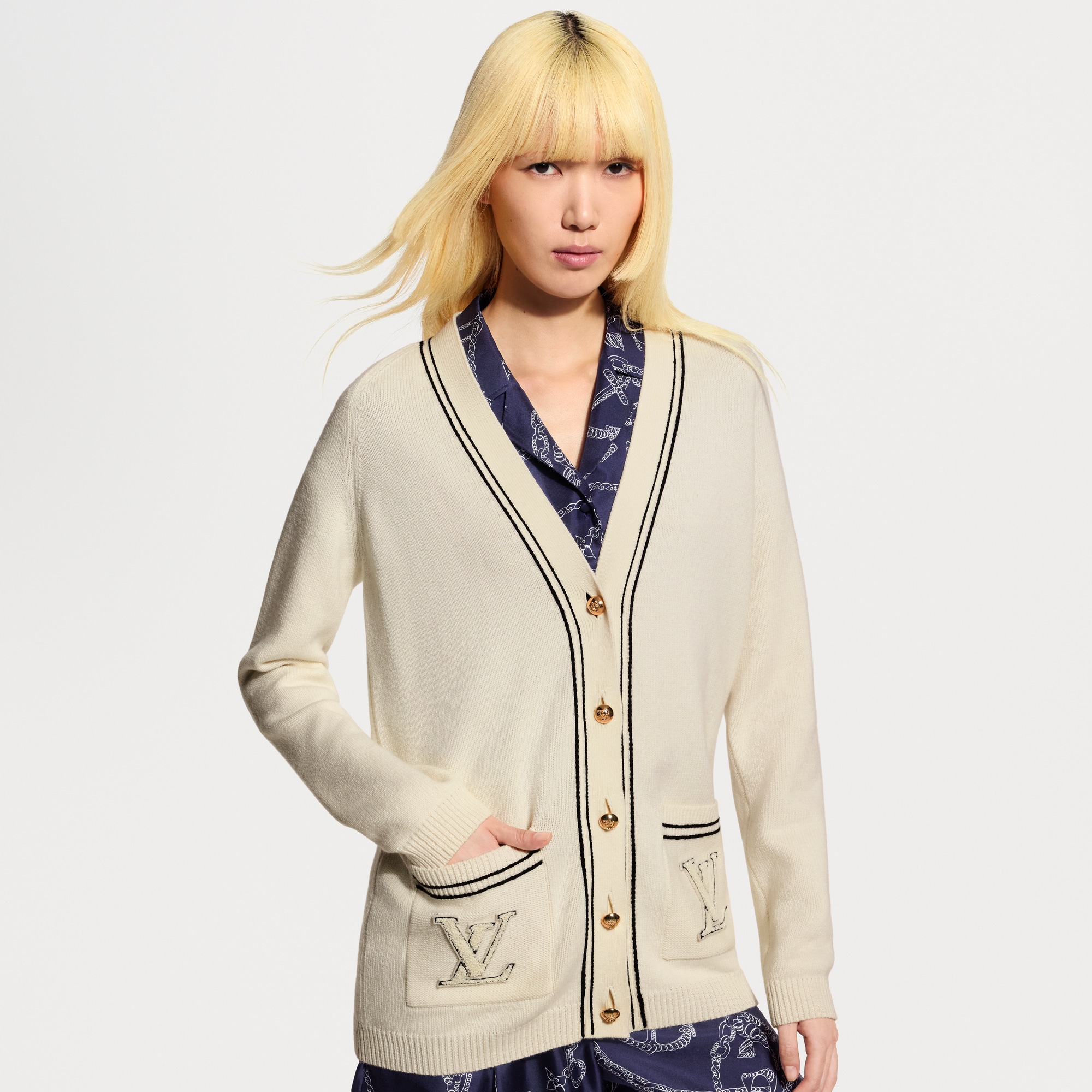 Contrast Accent Oversized Cardigan - Ready-to-Wear | LOUIS VUITTON