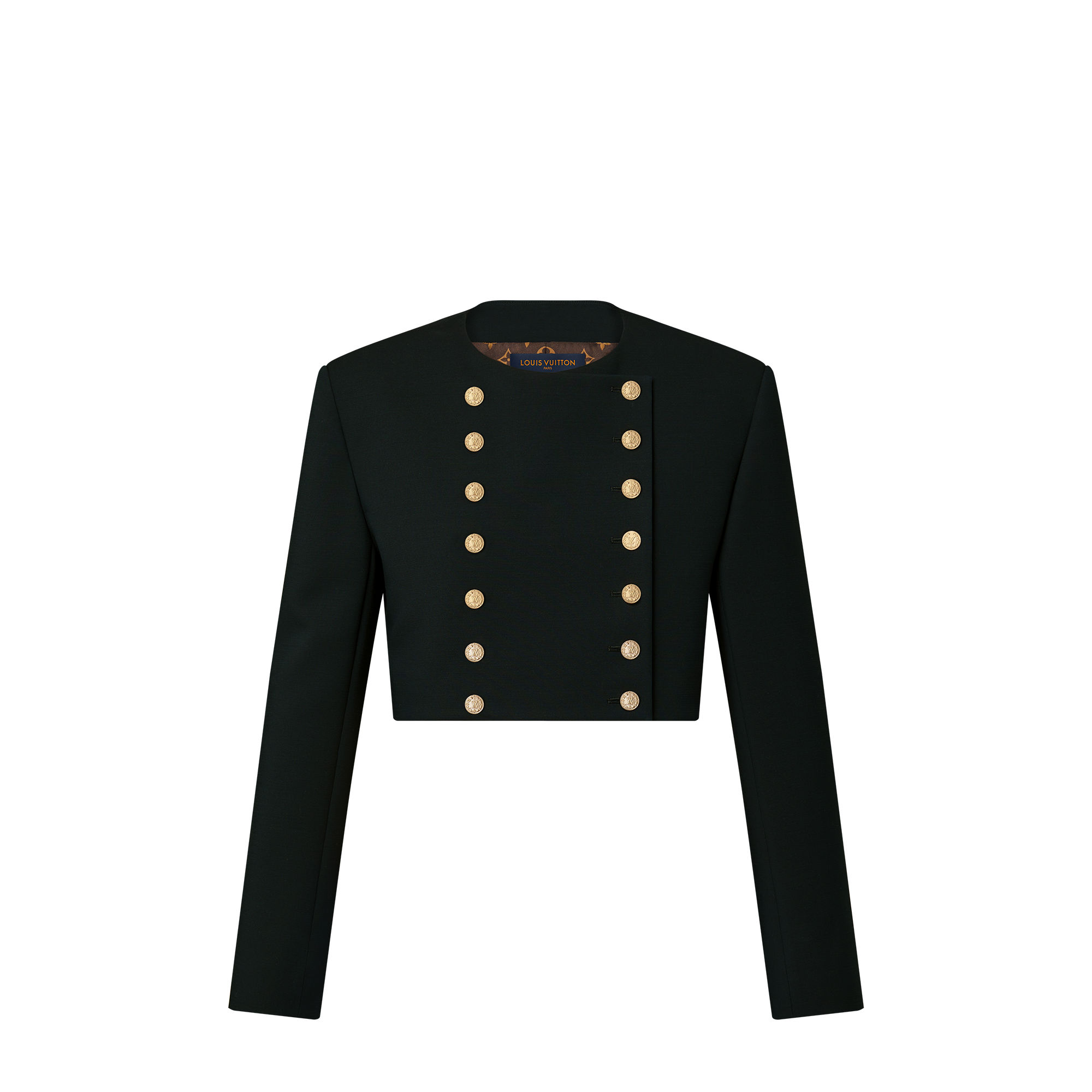 Cropped Button Trim Jacket   in Women