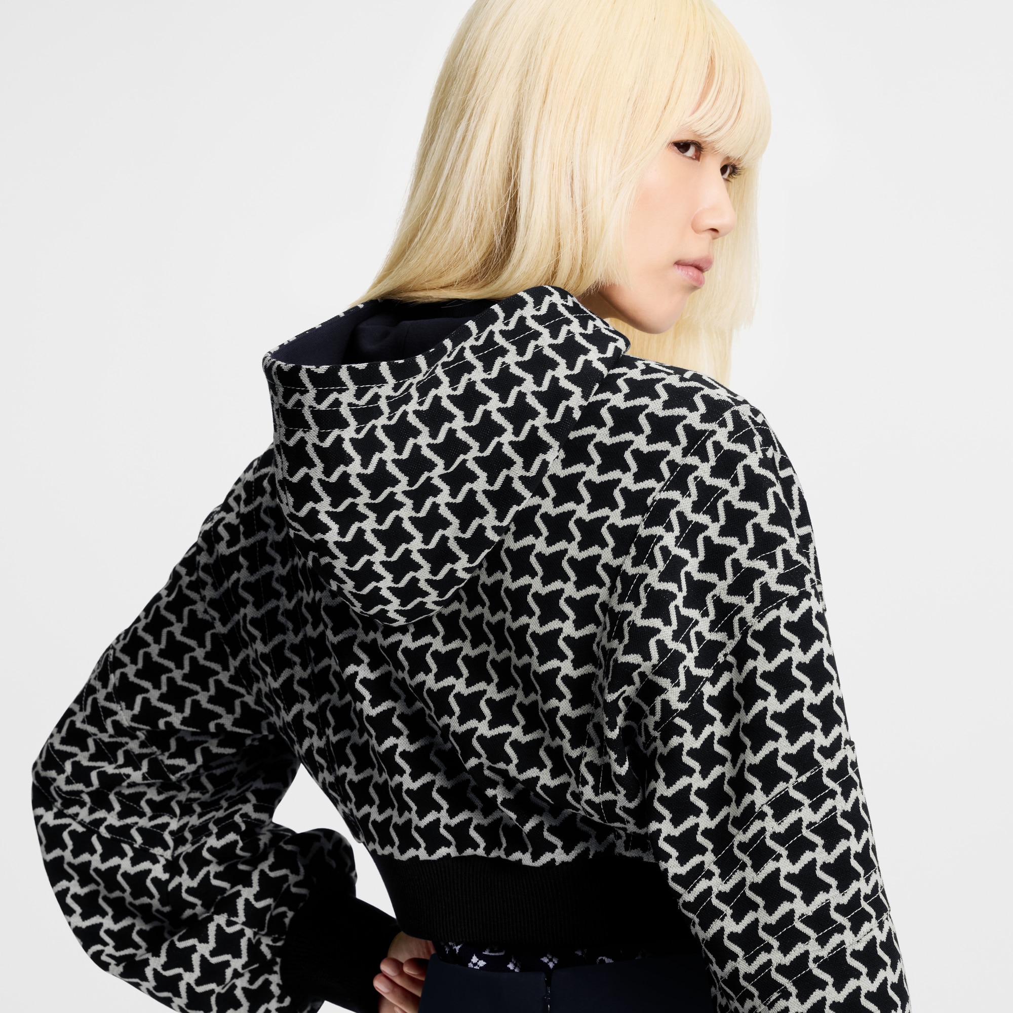 Cropped Honeycomb Jacquard Bomber Jacket  in Women