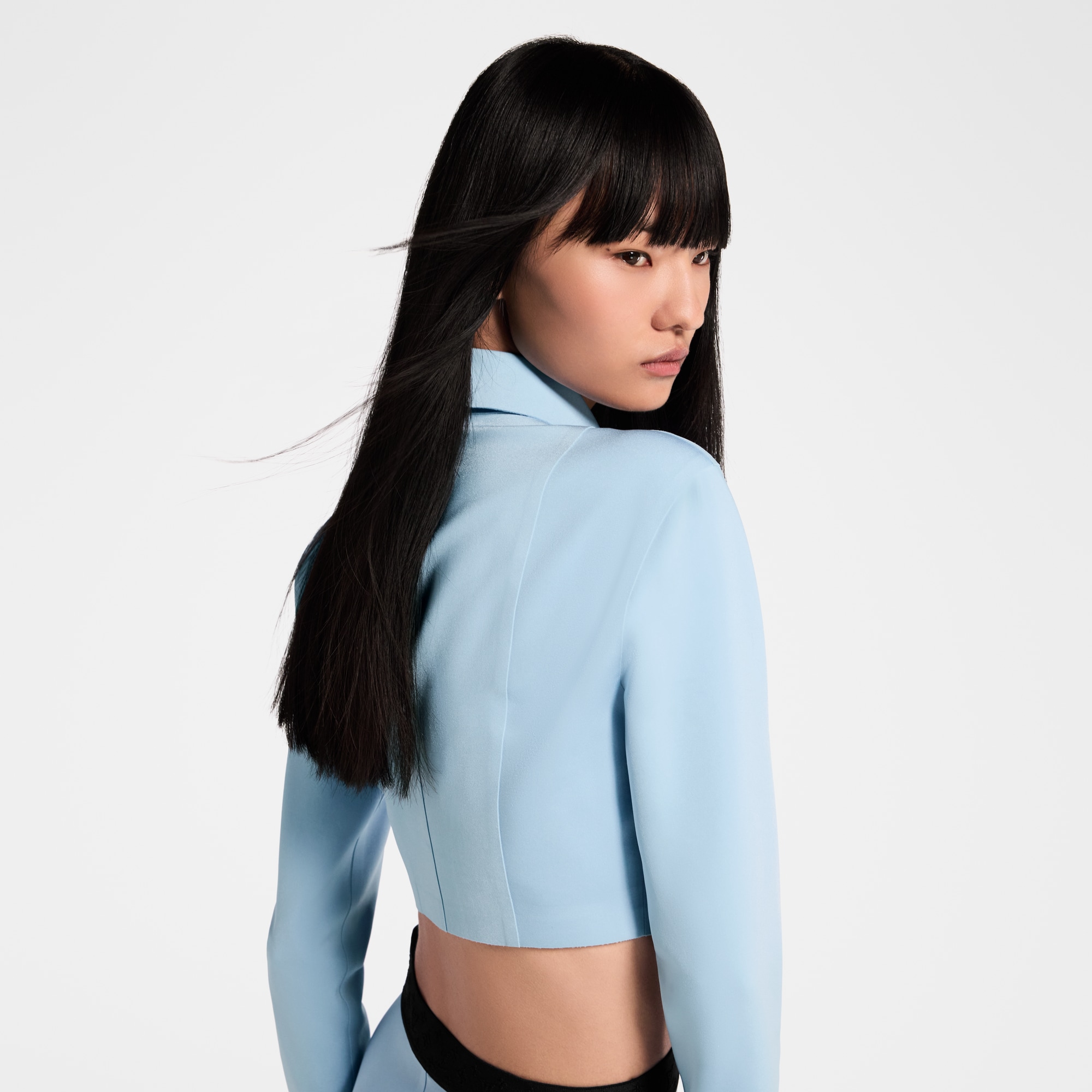 Cropped Long-Sleeved Polo Top  in Women