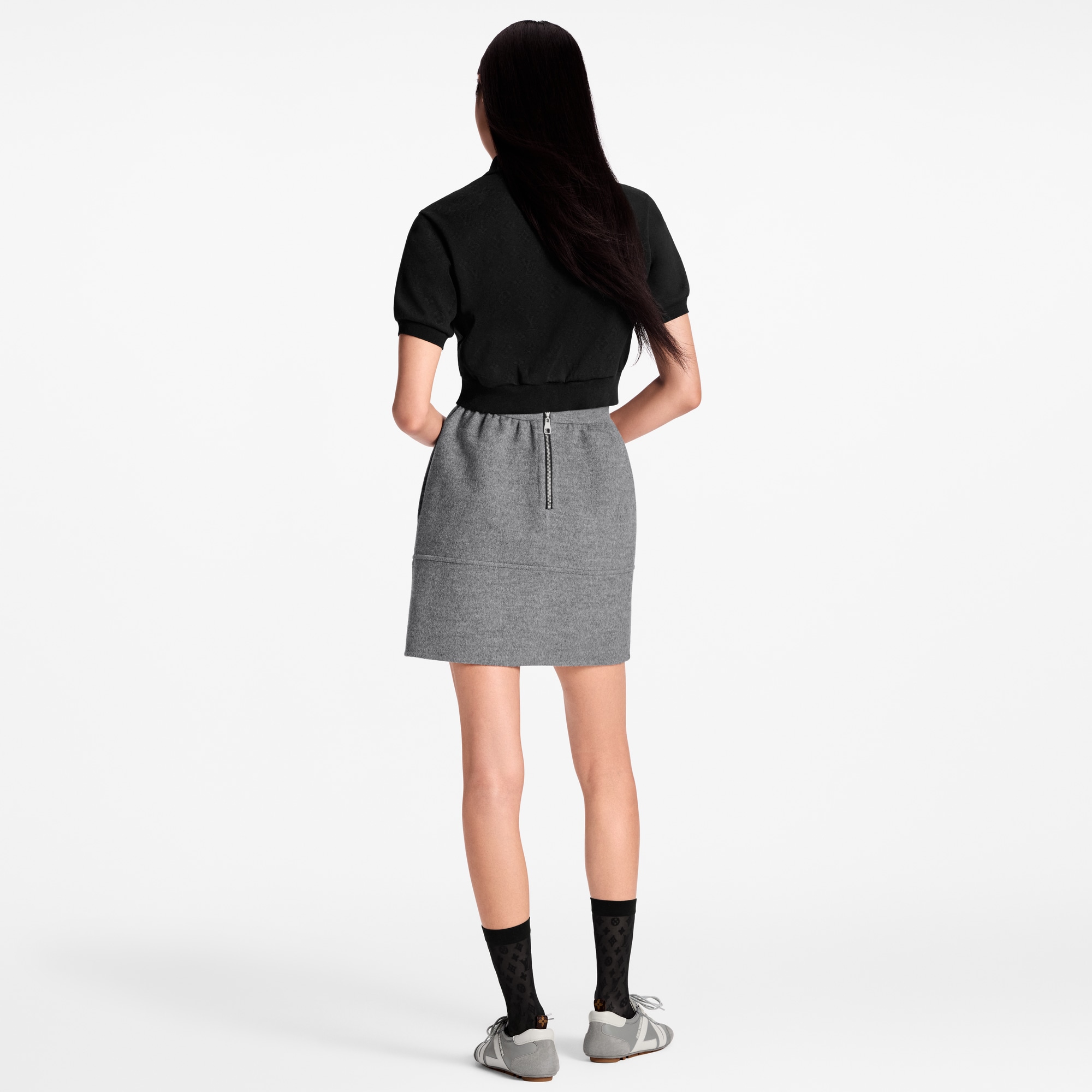 Cropped Monogram Button Polo Top  in Women