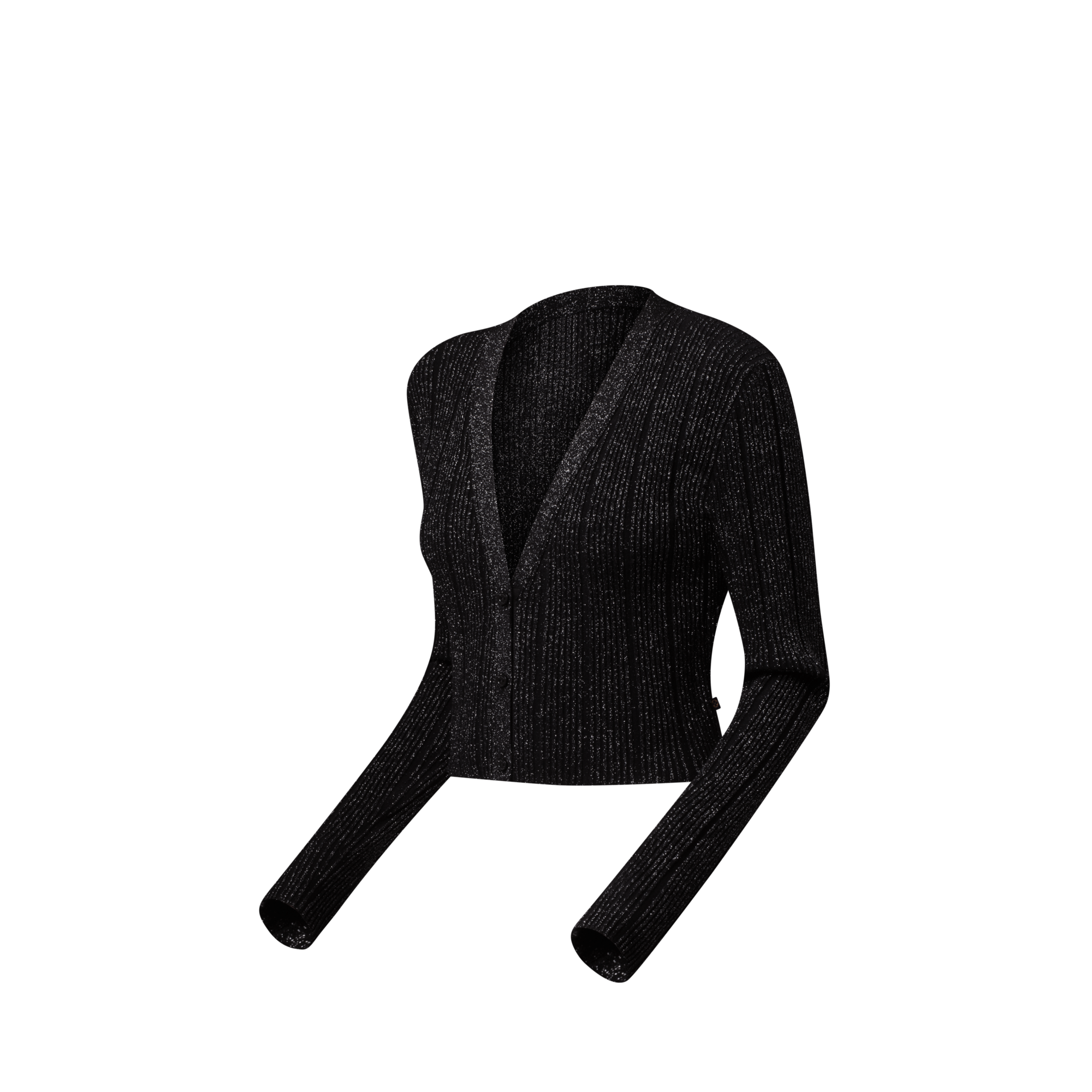 Cropped Rib-Knit Lurex Cardigan  in Women