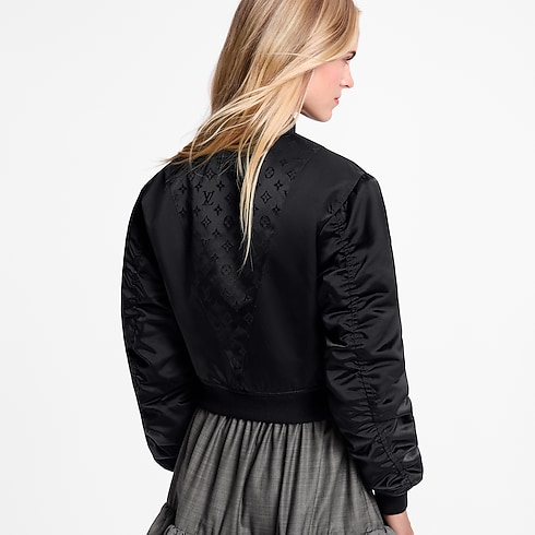 Cropped Ruched-Sleeve Bomber Jacket in Women's Ready to Wear Coats and Jackets collections by Louis Vuitton (Product zoom)