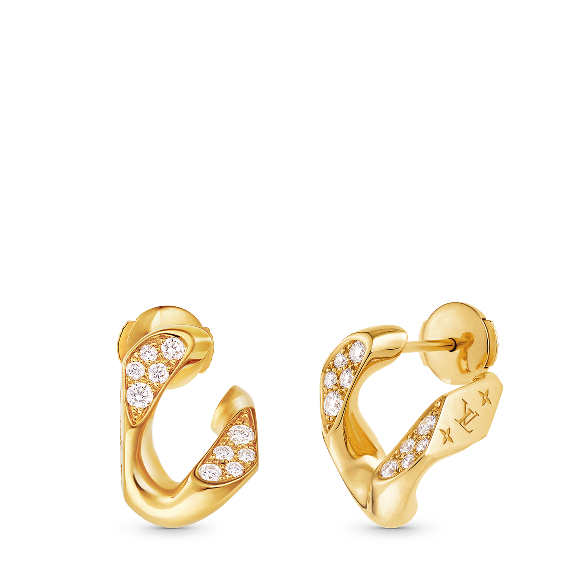 Cuban Chain Earrings, Yellow Gold and Diamonds  in Jewelry