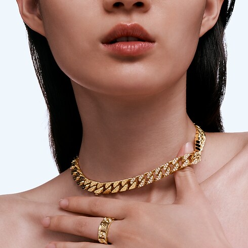 Cuban Chain Ring, Yellow Gold and Diamonds in Les Extraordinaires's Jewelry Rings collections by Louis Vuitton (Product zoom)