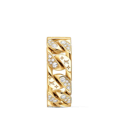Cuban Chain Ring, Yellow Gold and Diamonds in Les Extraordinaires's Jewelry Rings collections by Louis Vuitton (Product zoom)