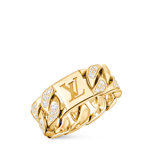 Cuban Chain Ring, Yellow Gold and Diamonds in Les Extraordinaires's Jewelry Rings collections by Louis Vuitton (Product zoom)