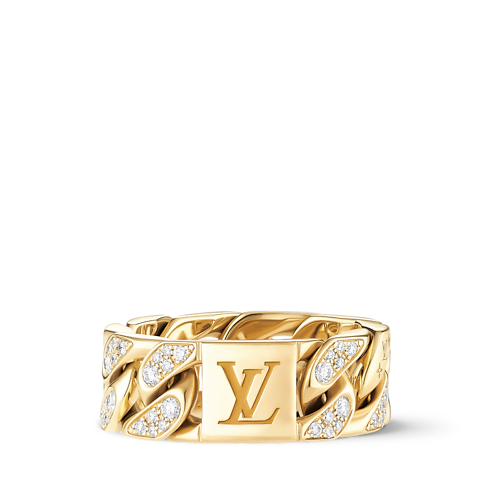 Cuban Chain Ring, Yellow Gold and Diamonds in Les Extraordinaires's Jewelry Rings collections by Louis Vuitton (Product zoom)
