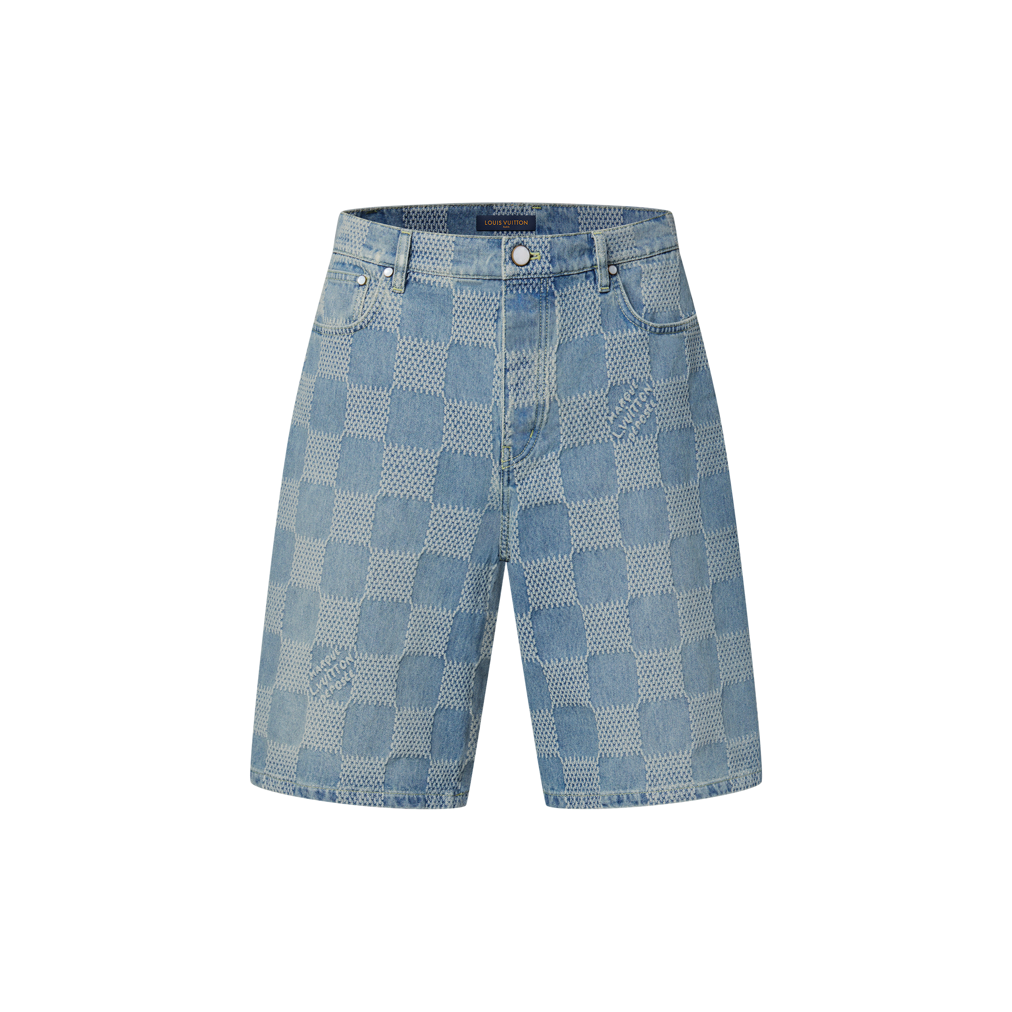Damier 3D Light Denim Shorts  in Men