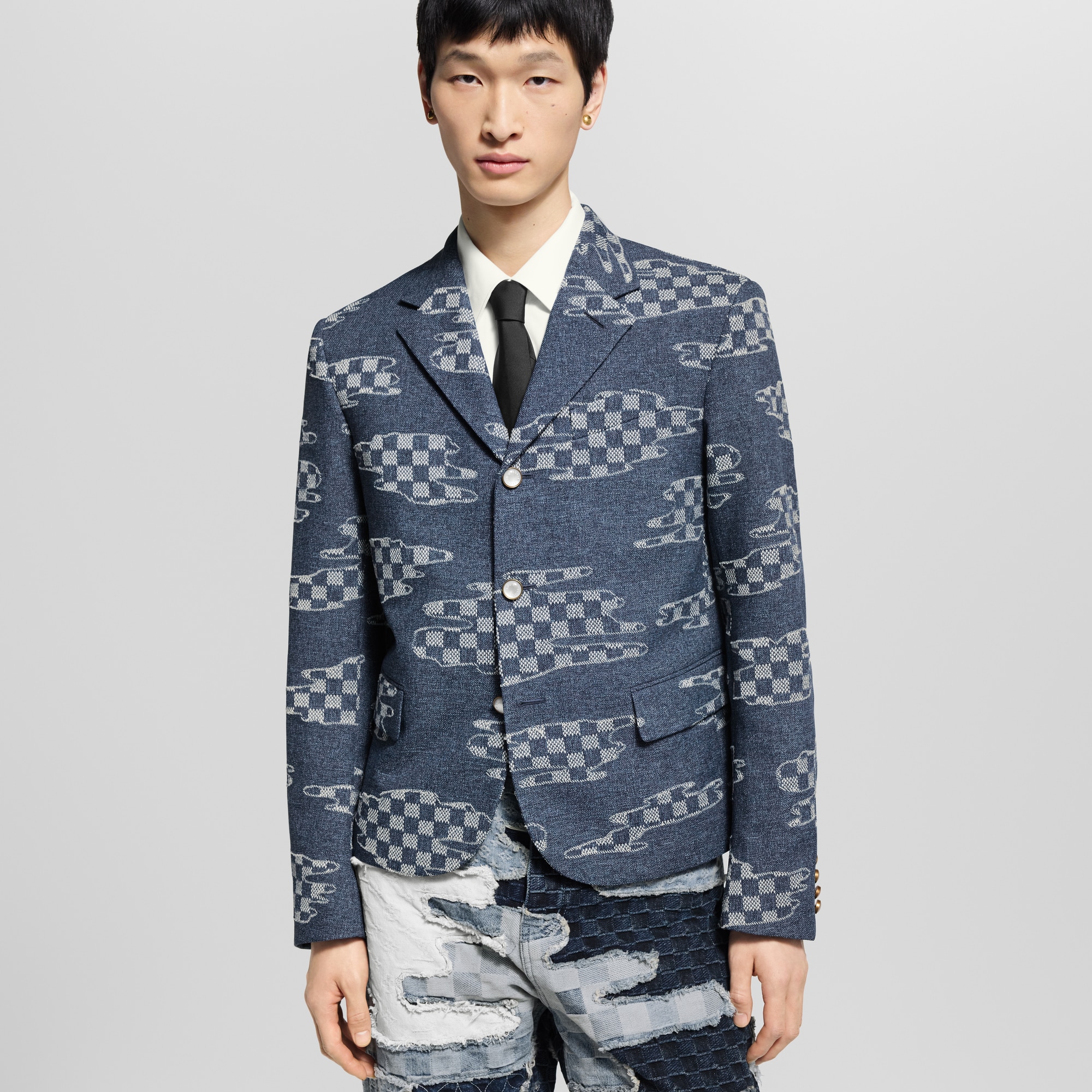 Damier Cropped Single-Breasted Jacket  in Men