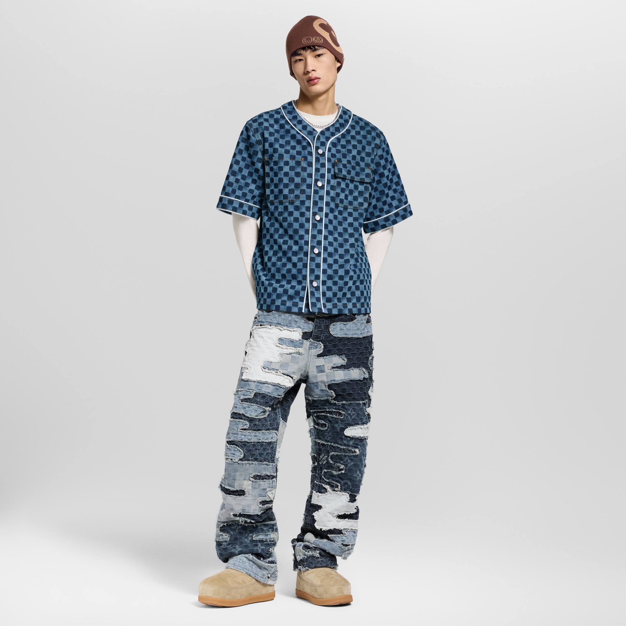Damier Denim Baseball Shirt  in Men