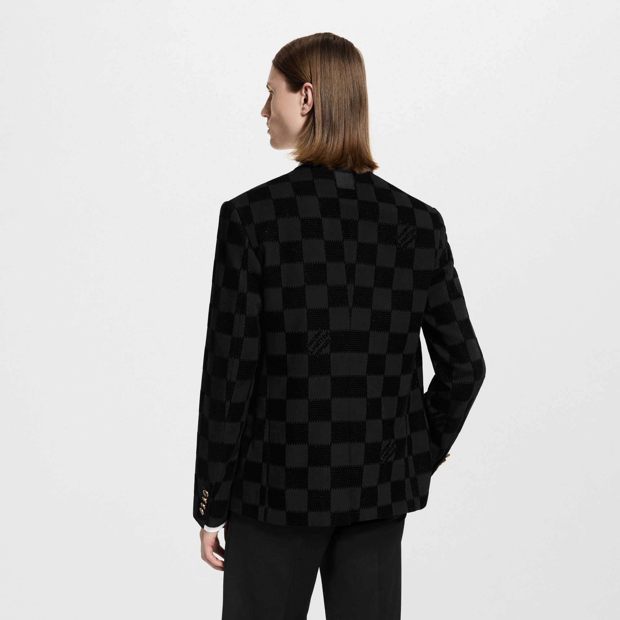 Damier Flock Collarless Jacket  in Men