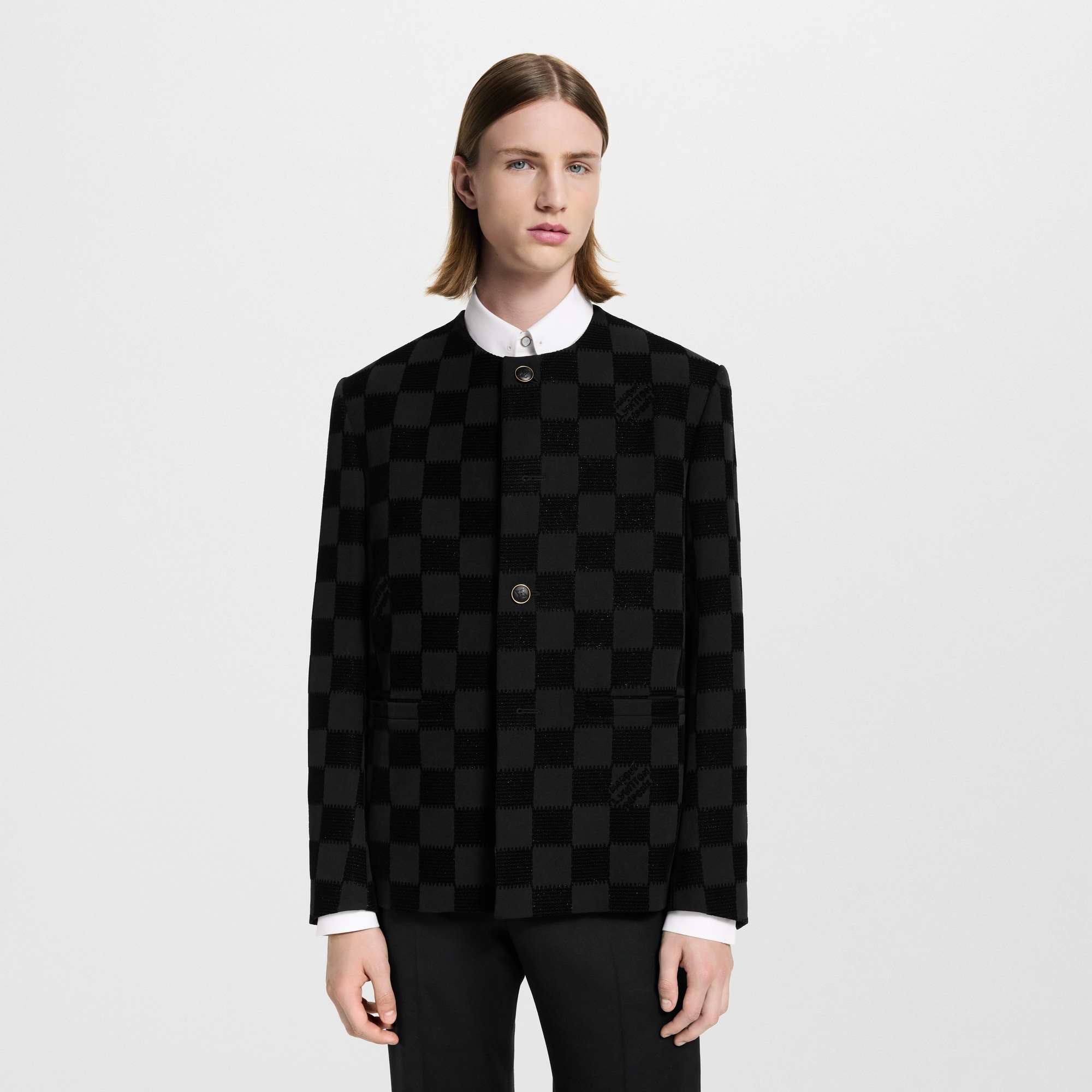 Damier Flock Collarless Jacket  in Men