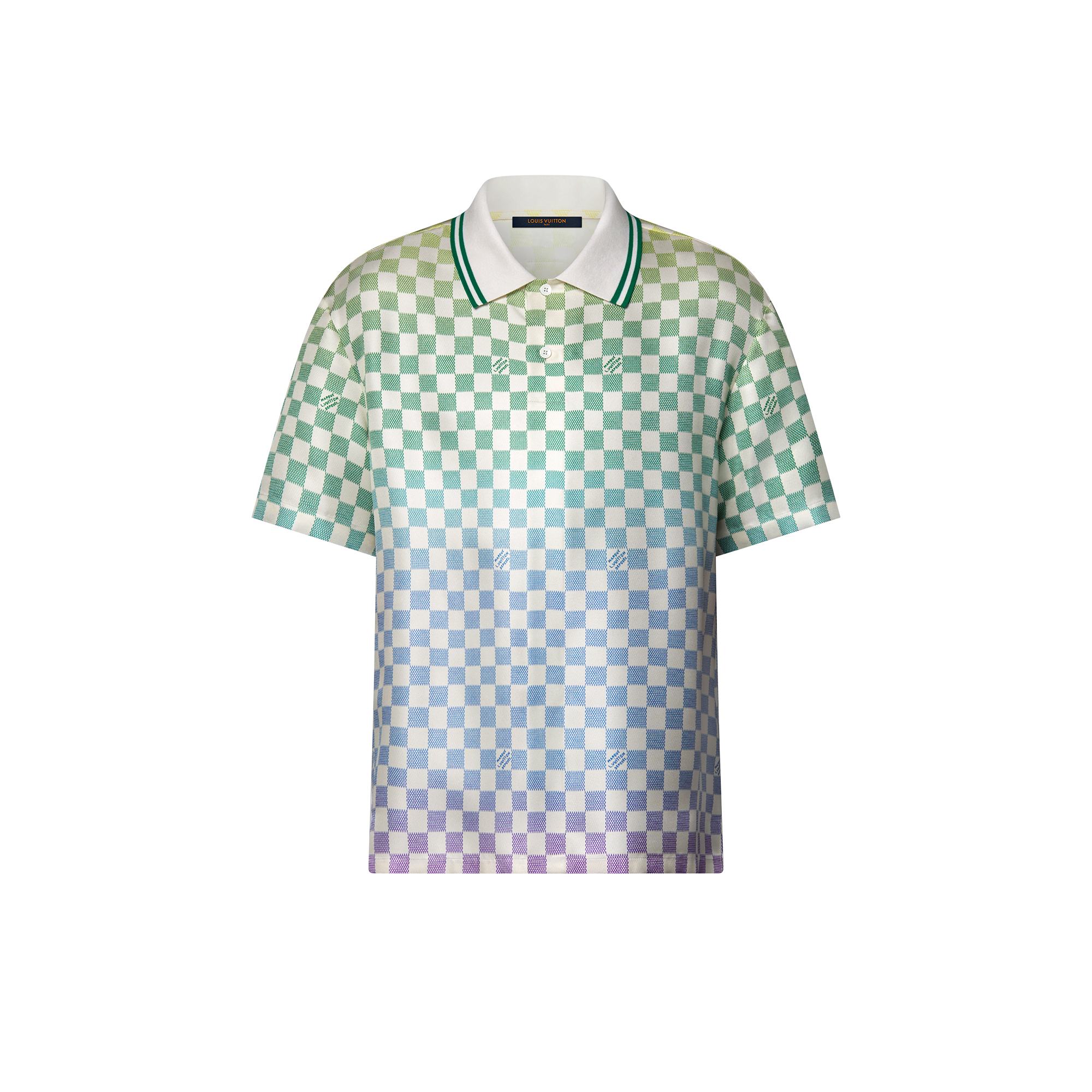 Damier Gradient Printed Silk Polo Shirt  in Men