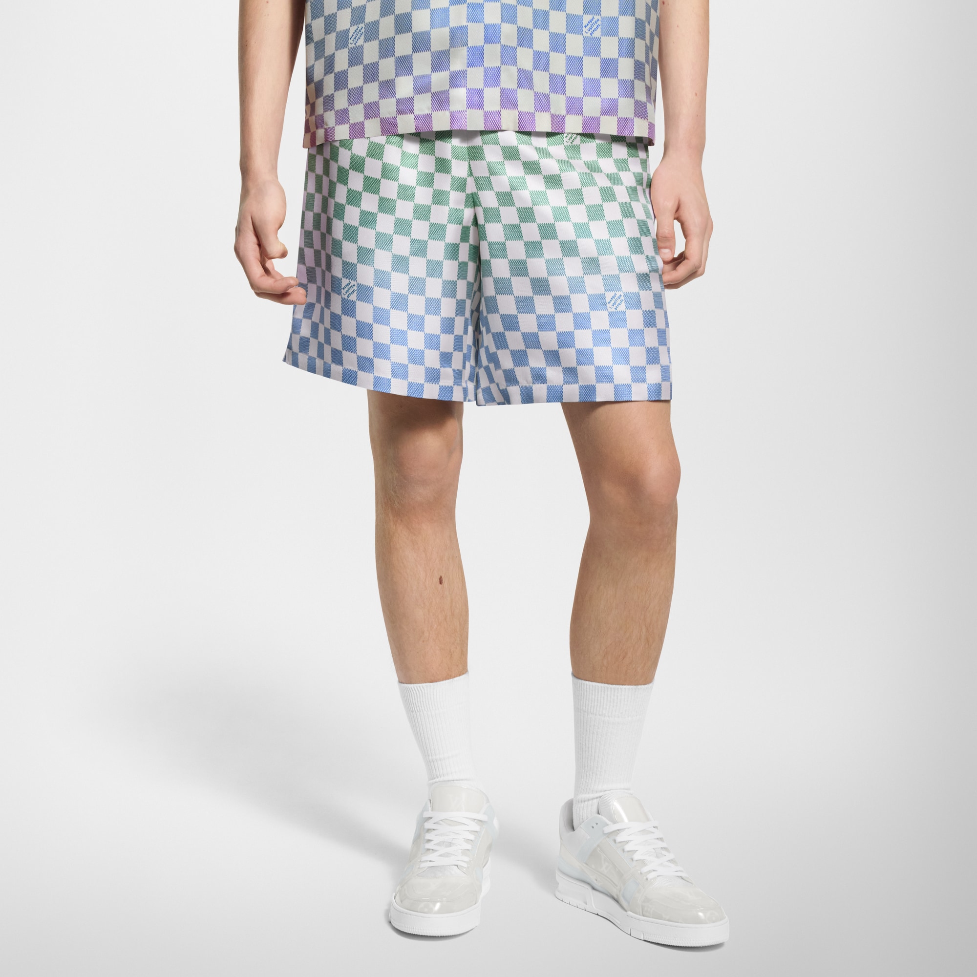 Damier Gradient Printed Silk Shorts  in Men