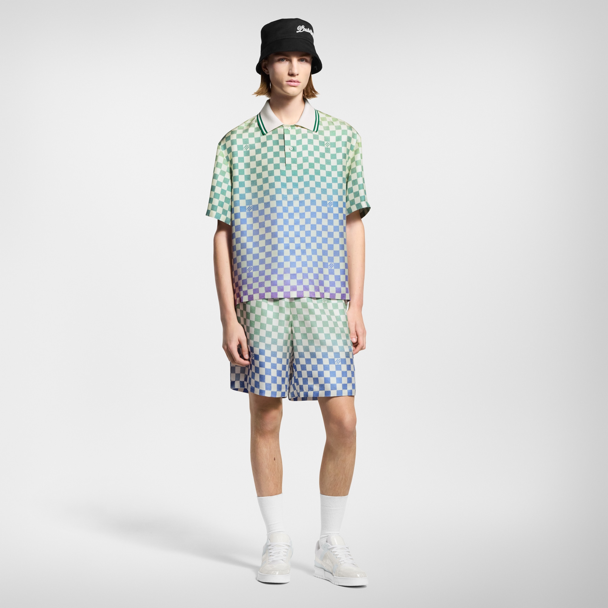 Damier Gradient Printed Silk Shorts  in Men
