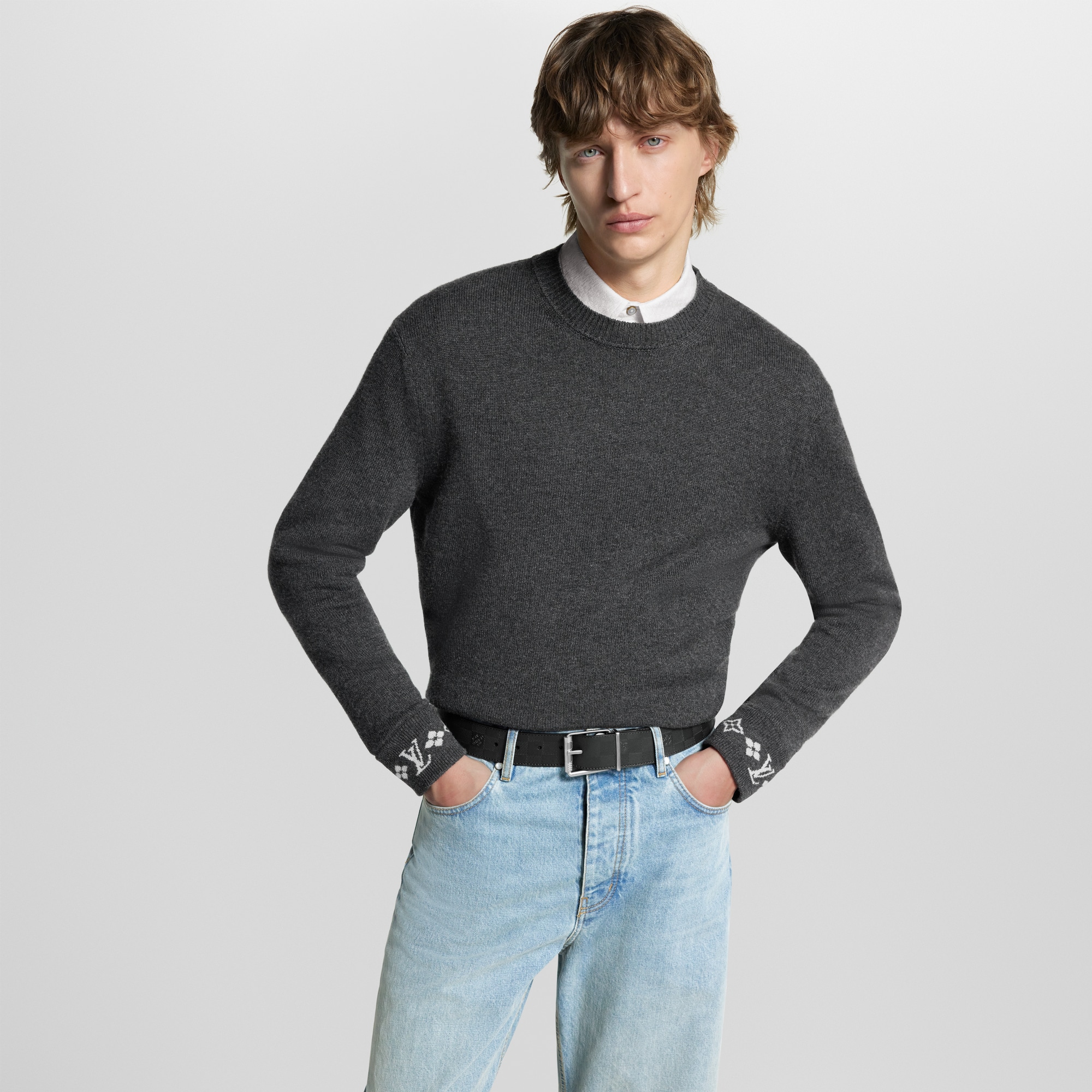 Damier Print 40mm Reversible Damier Infini Leather in Men