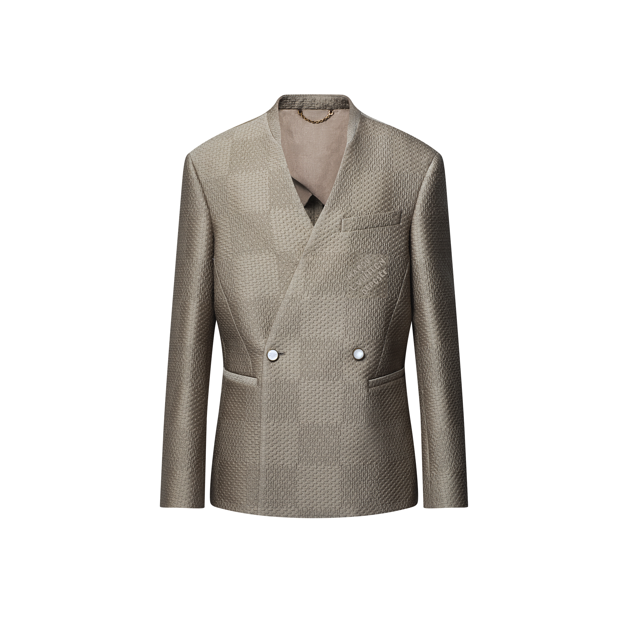 Damier Wool-Silk Jacquard Double-Breasted Jacket  in Men