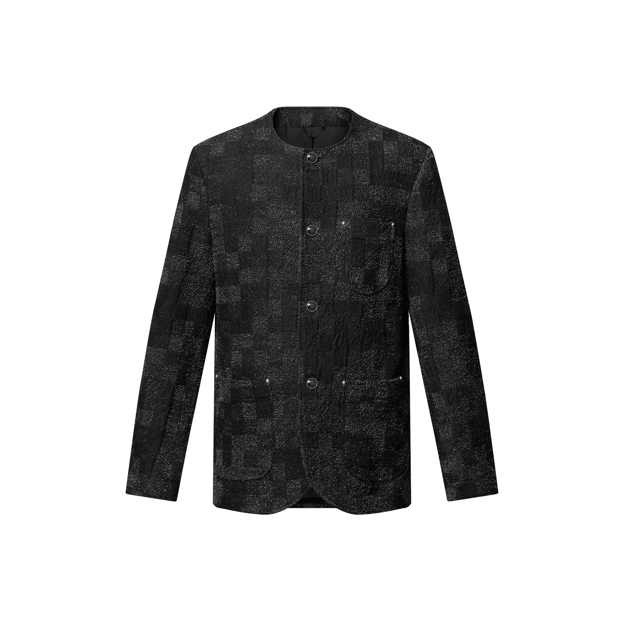 Denim Bouclette Collarless Jacket  in Men