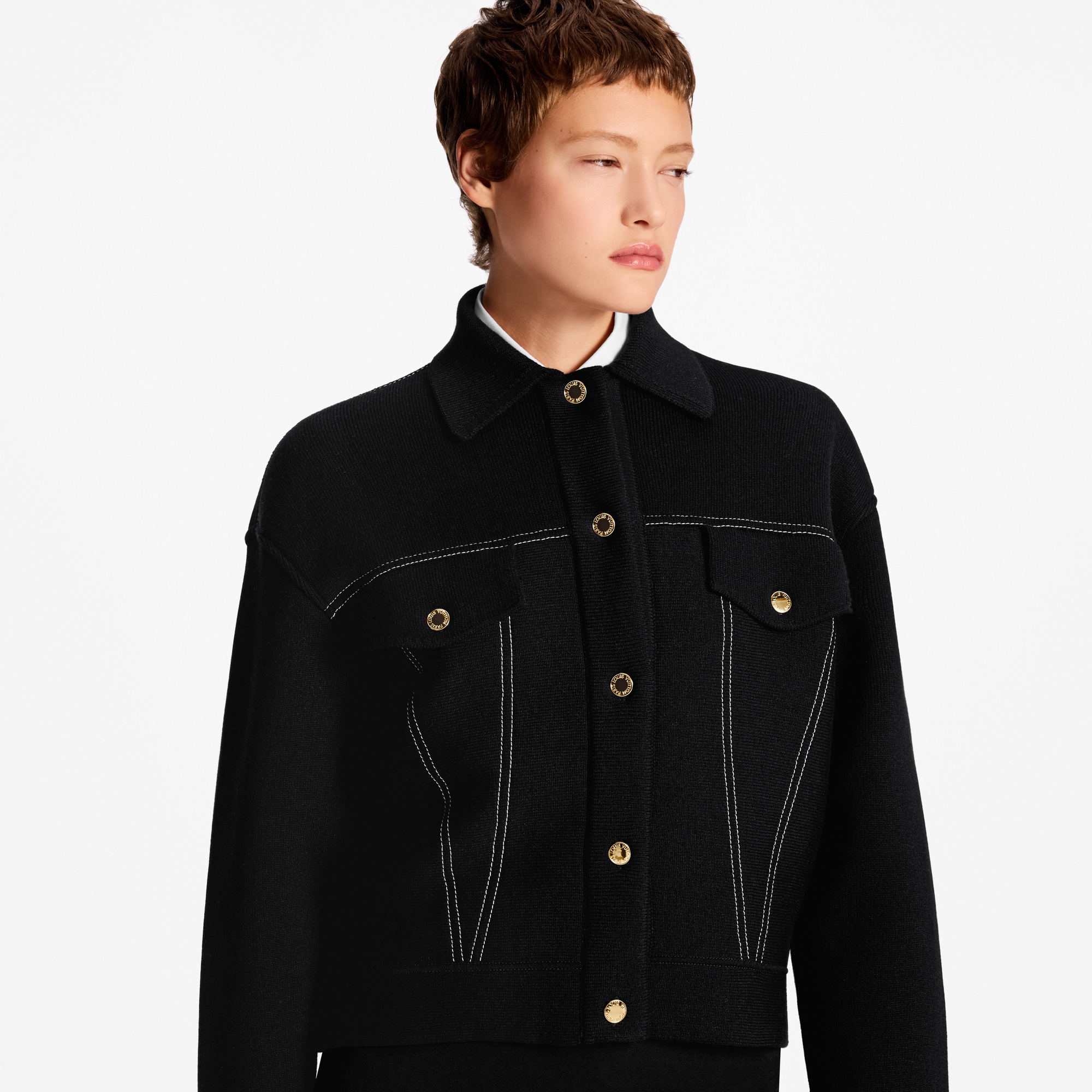 Denim-Effect Knit Jacket  in Women