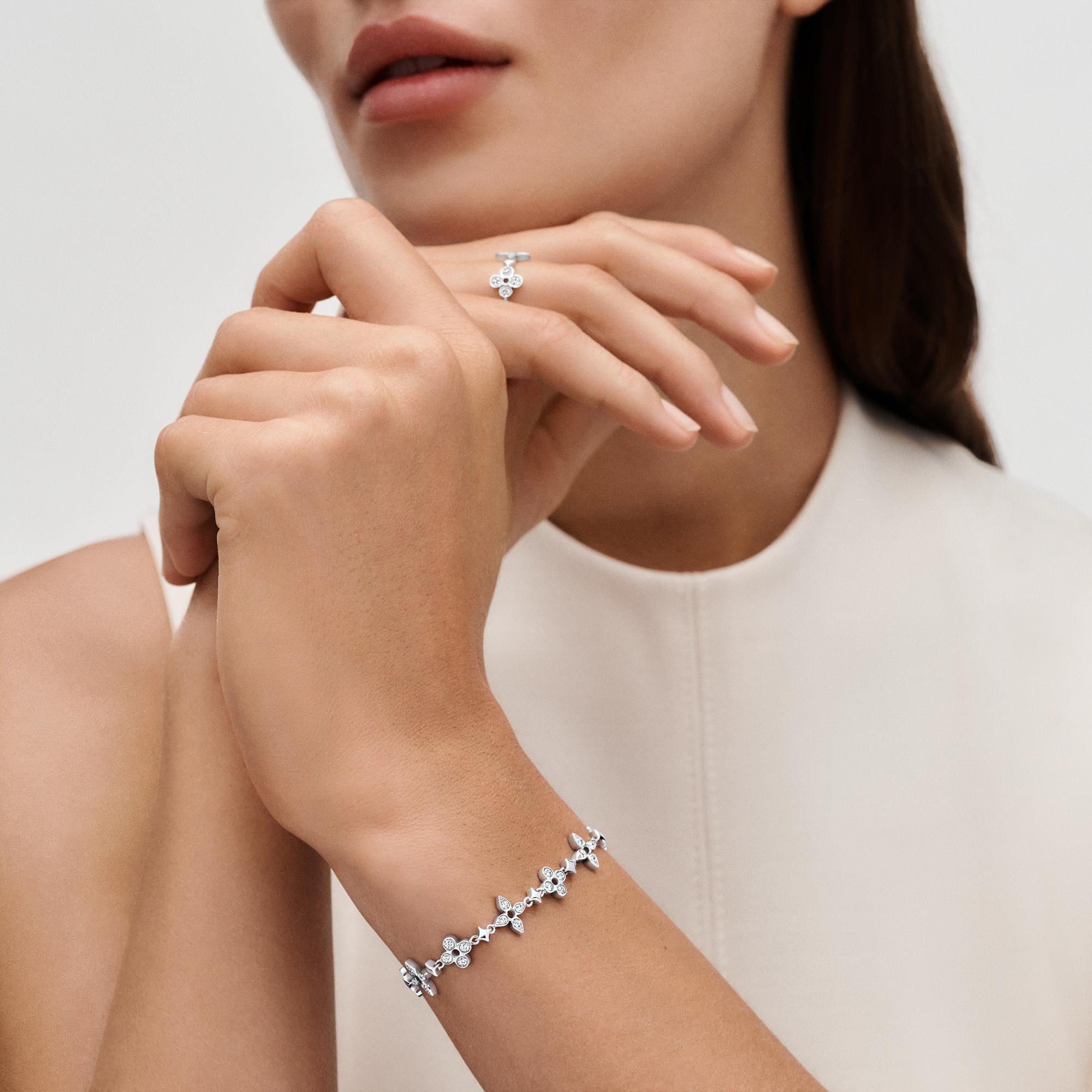 Dentelle One Row Bracelet, White Gold And Diamonds  in Jewelry